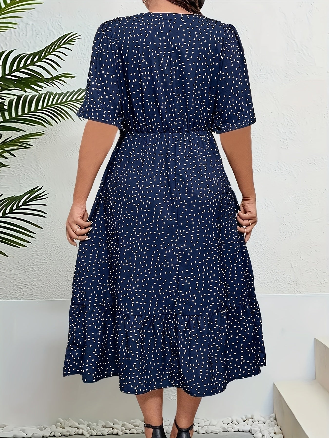 Plus Size Women's V-Neck Loose Fit Dress