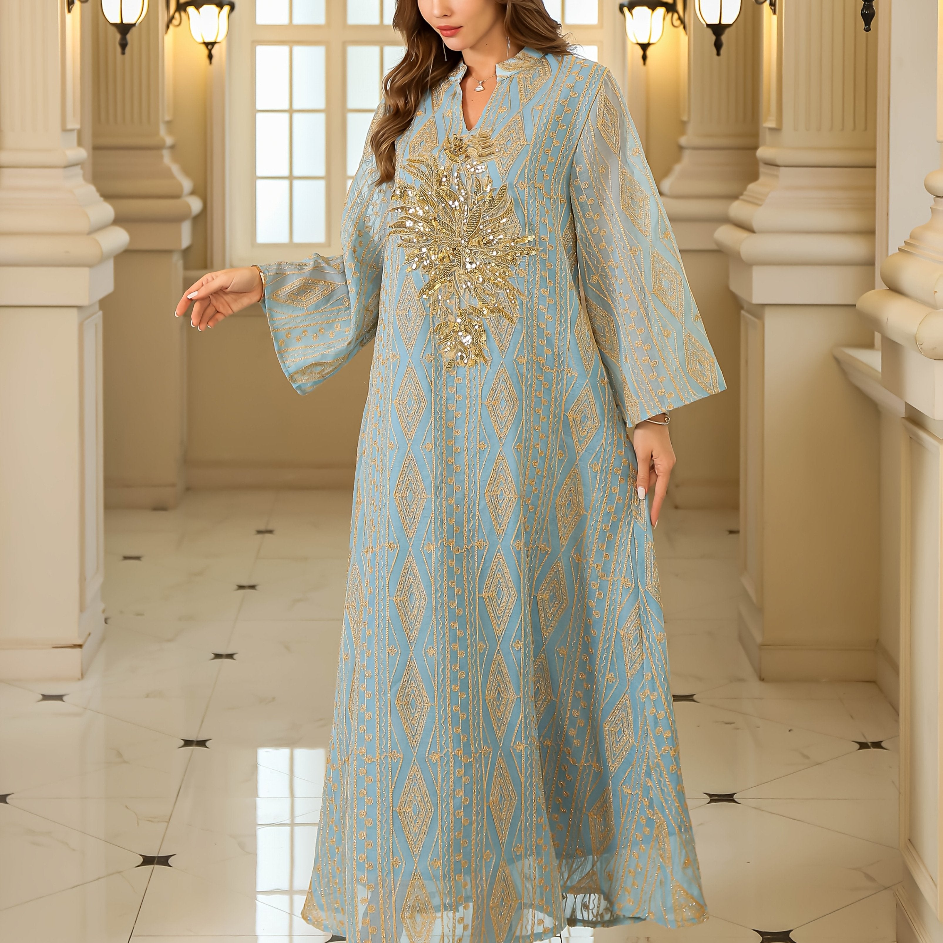 Women's Elegant Long Sleeve Abaya Robe