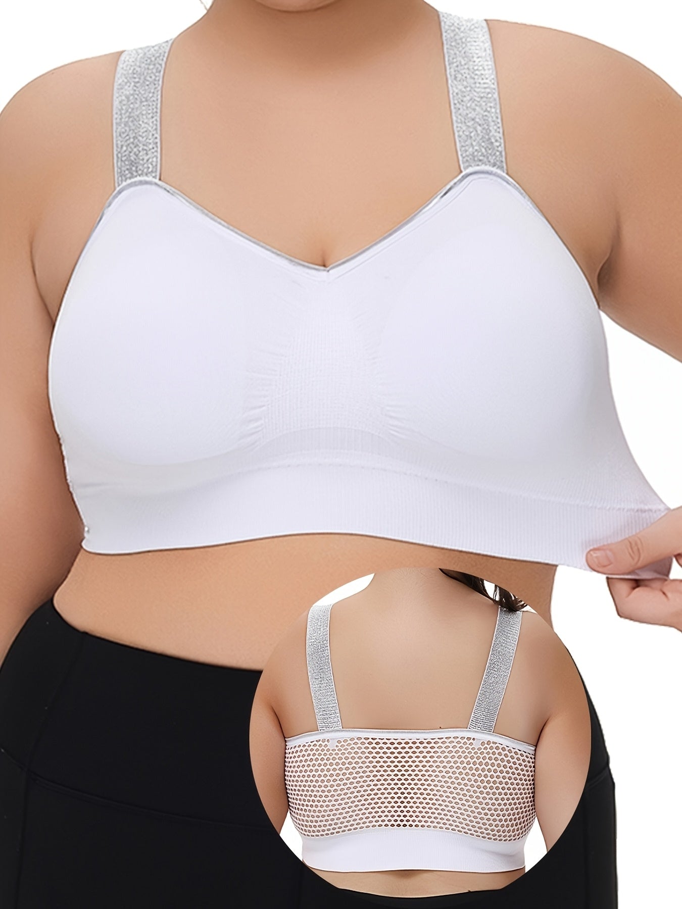 Thin Silvery Contrast High-End Bra Plus Size Breathable Women's Underwear