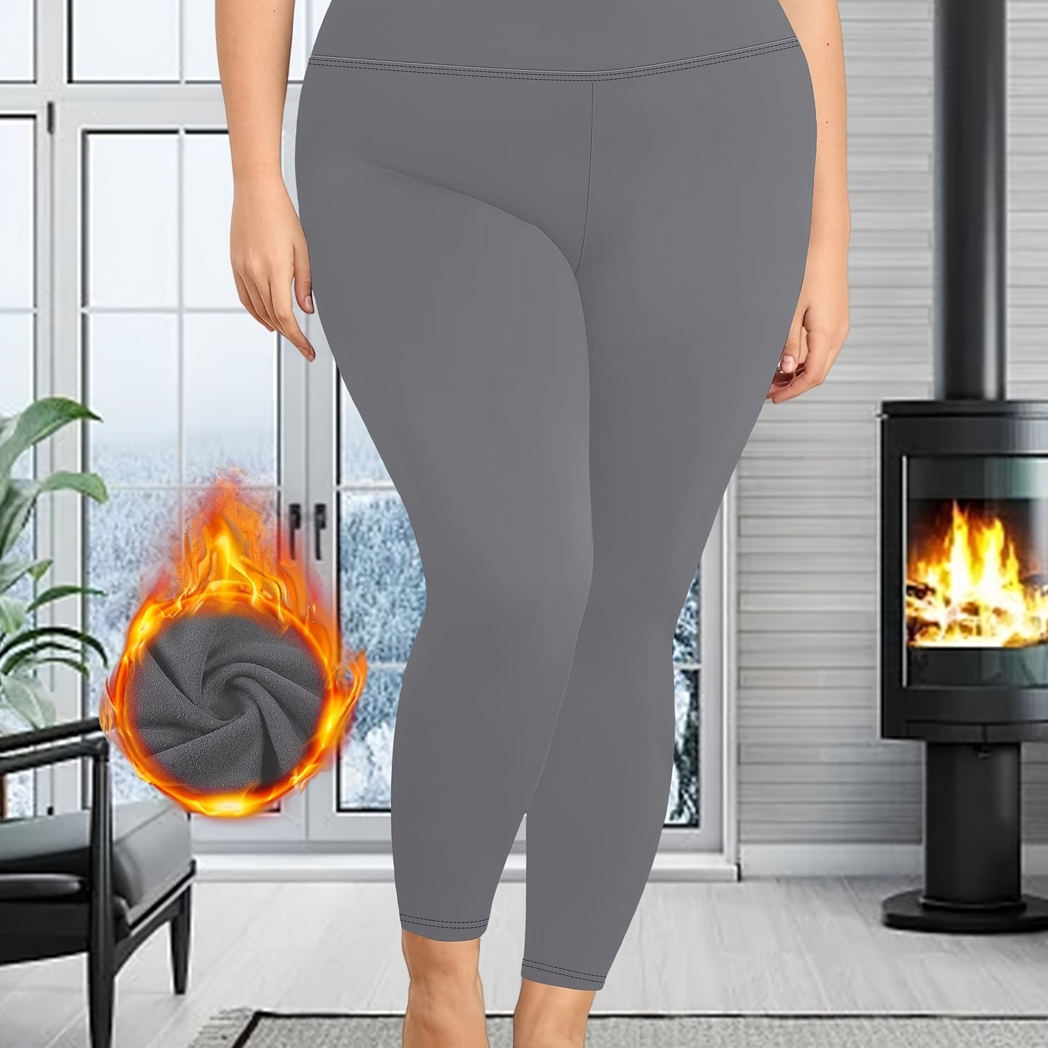 Cozy Plus Size Solid Leggings - Soft, High Waist, Thick, Stretchy