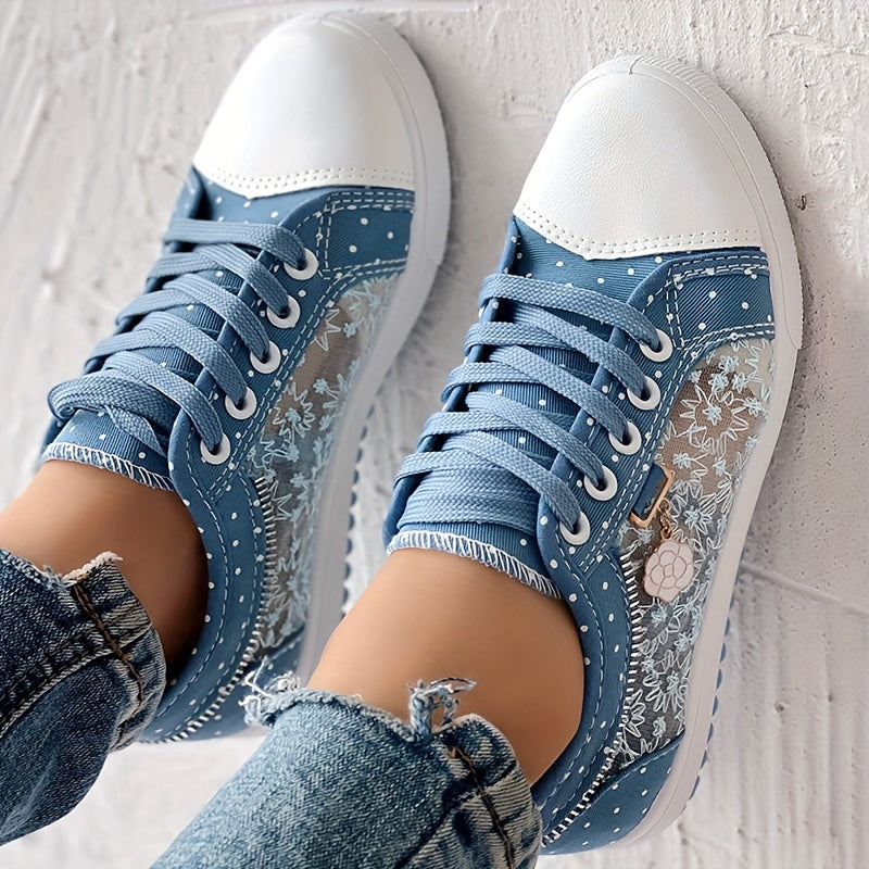 Women's Floral Mesh & Synthetic Cover Casual Sneakers
