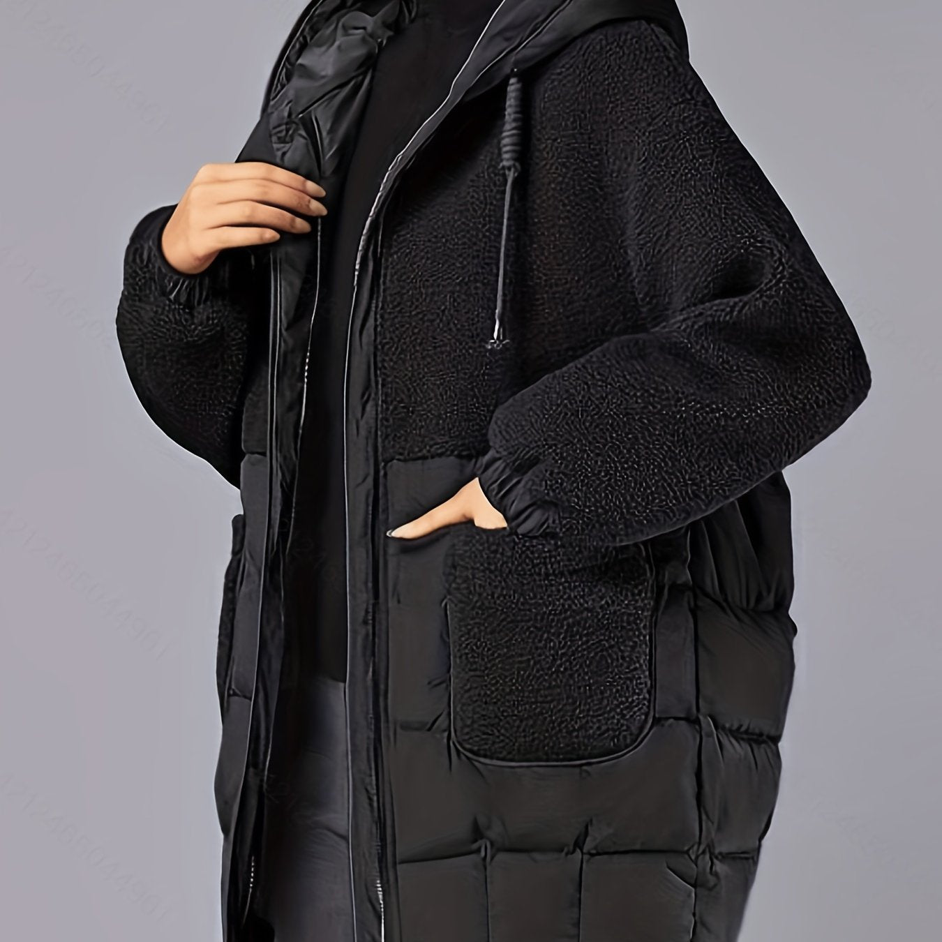 Women's Elegant Thickened Winter Coat - Long Sleeve, Solid Color, Regular Fit