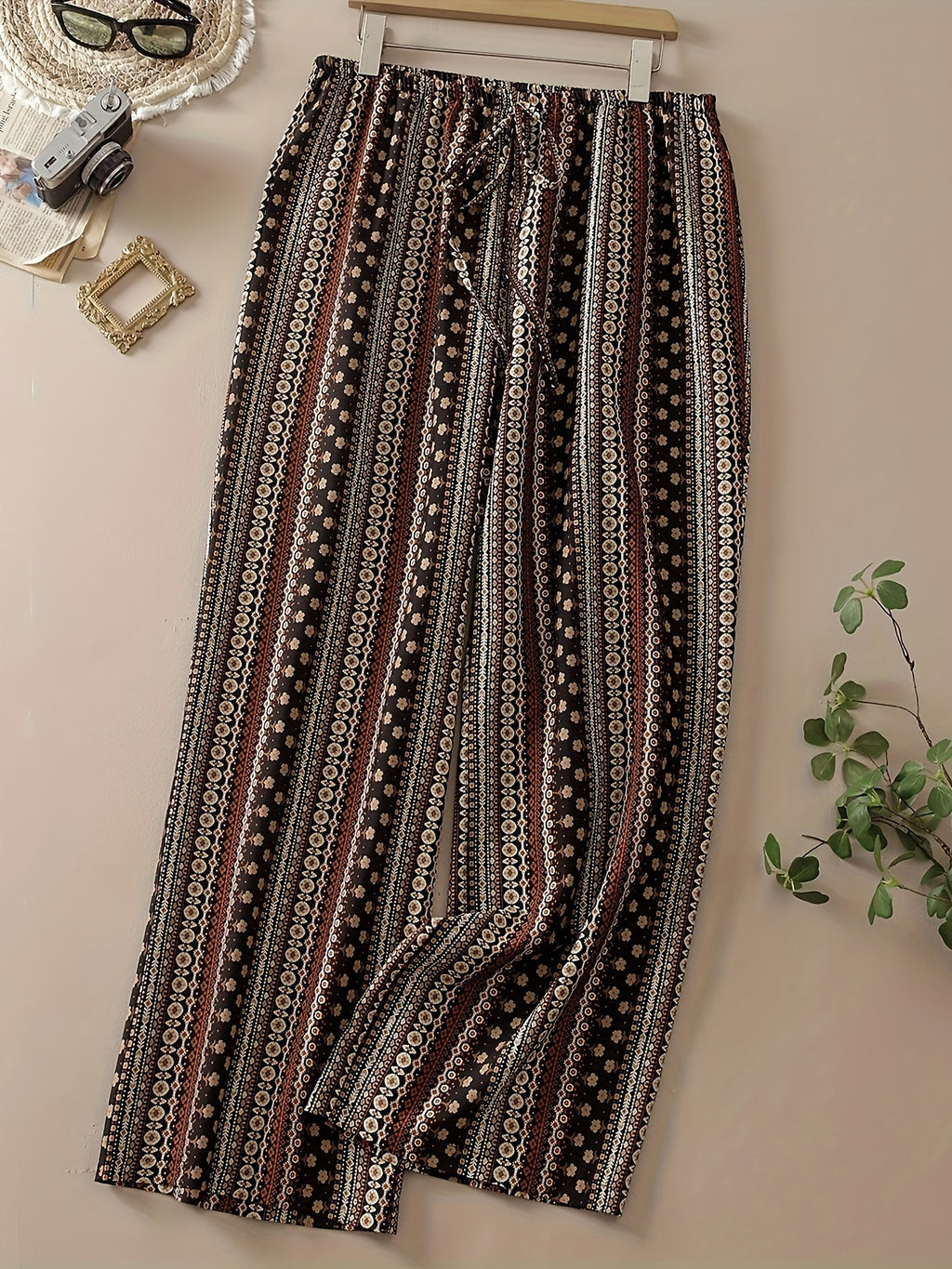 Plus Size Floral Print Straight Leg Pants for Women