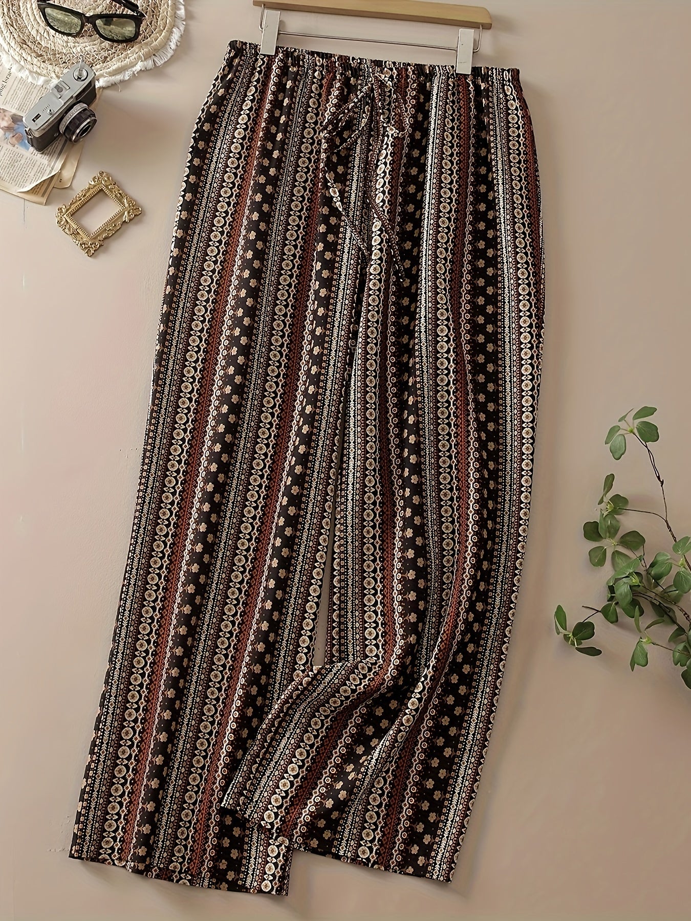 Plus Size Floral Print Straight Leg Pants for Women