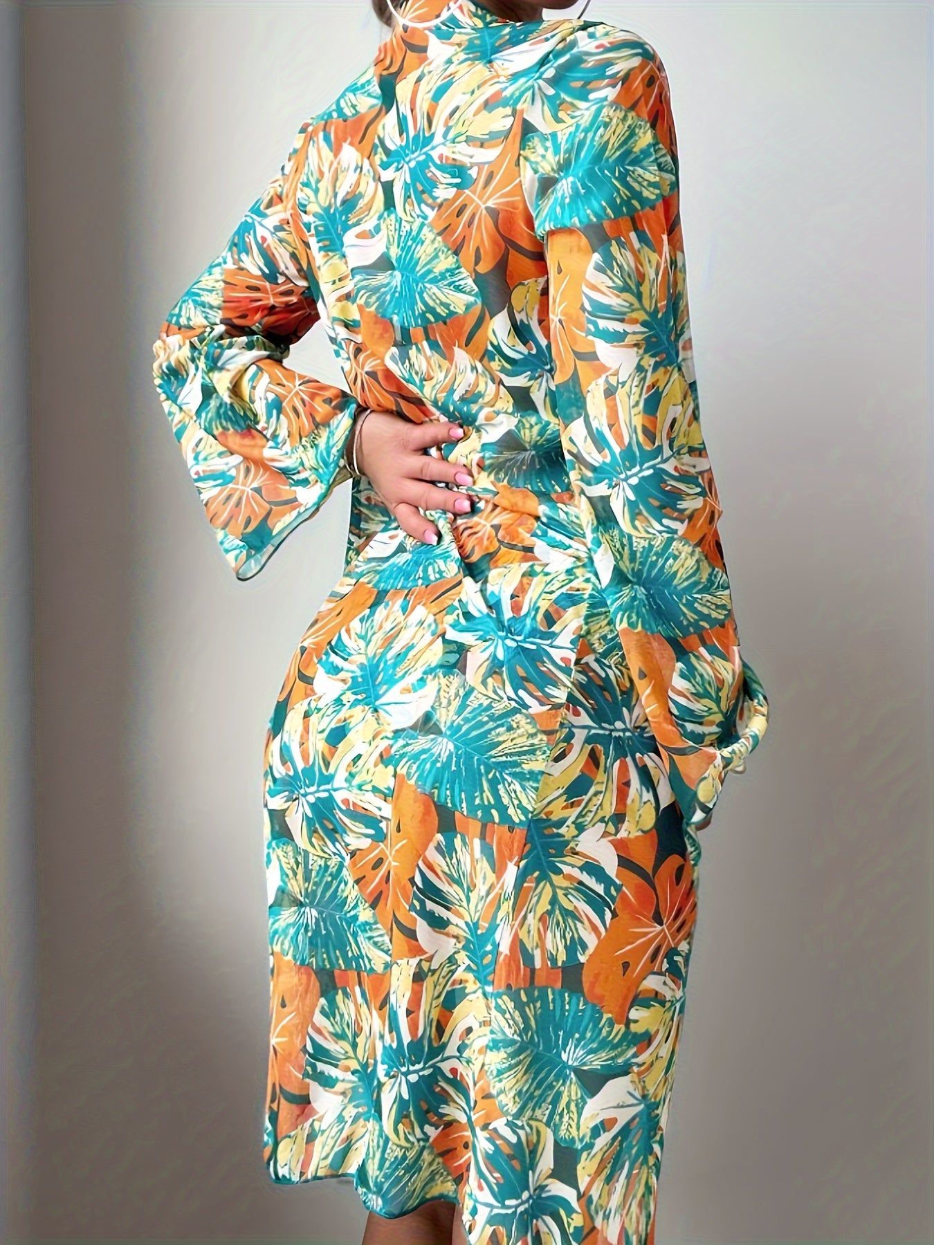 3pcs Tropical Print Swimsuit Set for Women