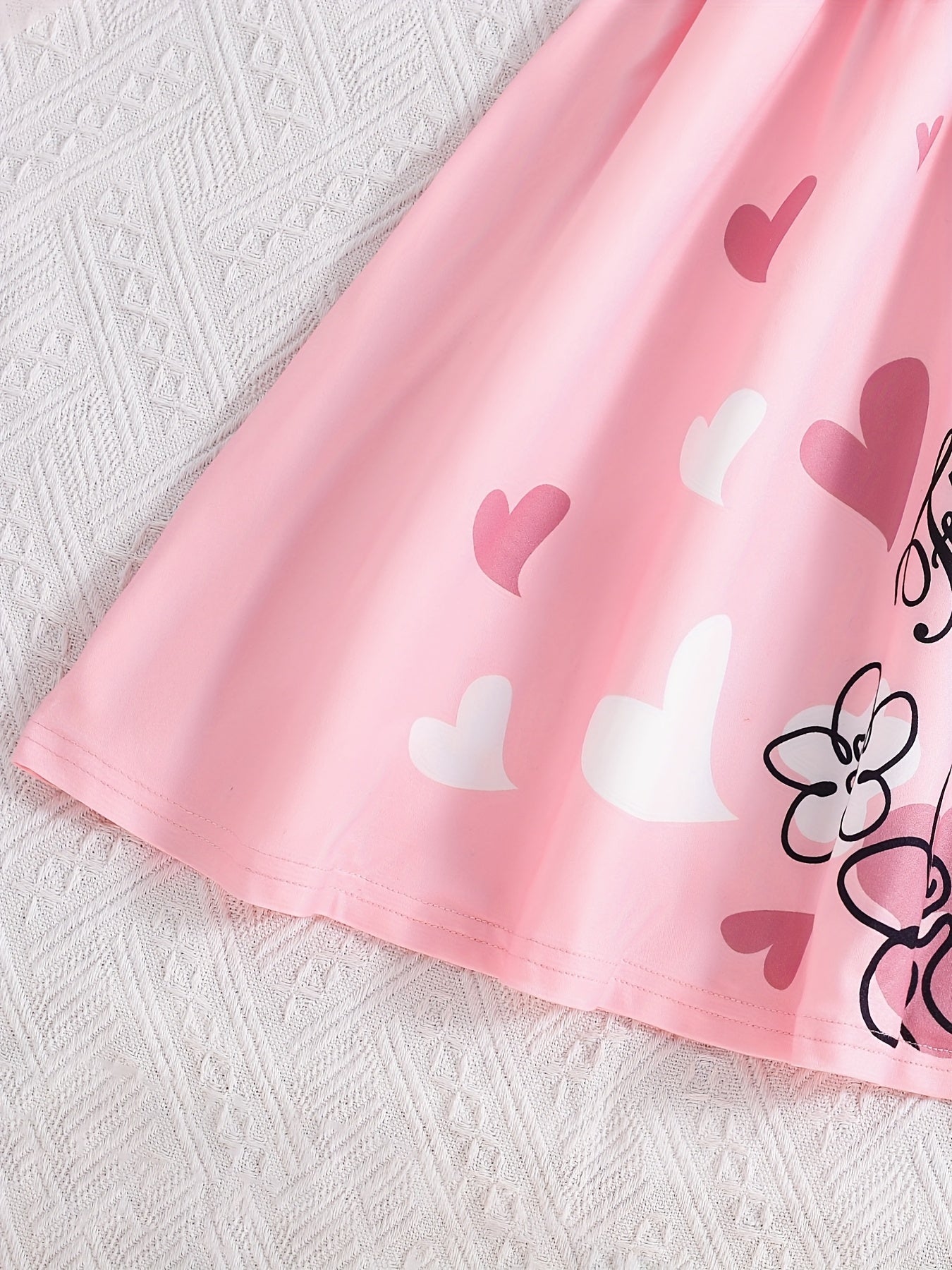 Summer Party Girls' Sweet Style Heart & Cartoon Mouse Print Dress