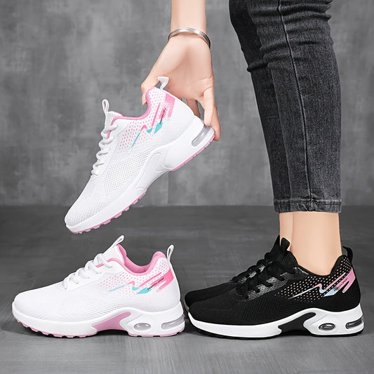 Women's Lightweight Breathable Knit Sneakers with Air Cushioning, Soft High Elastic Fabric, Slip-Resistant & Durable PVC Sole, Comfortable for Casual Outdoor Wear All Seasons, Ladies Sneakers