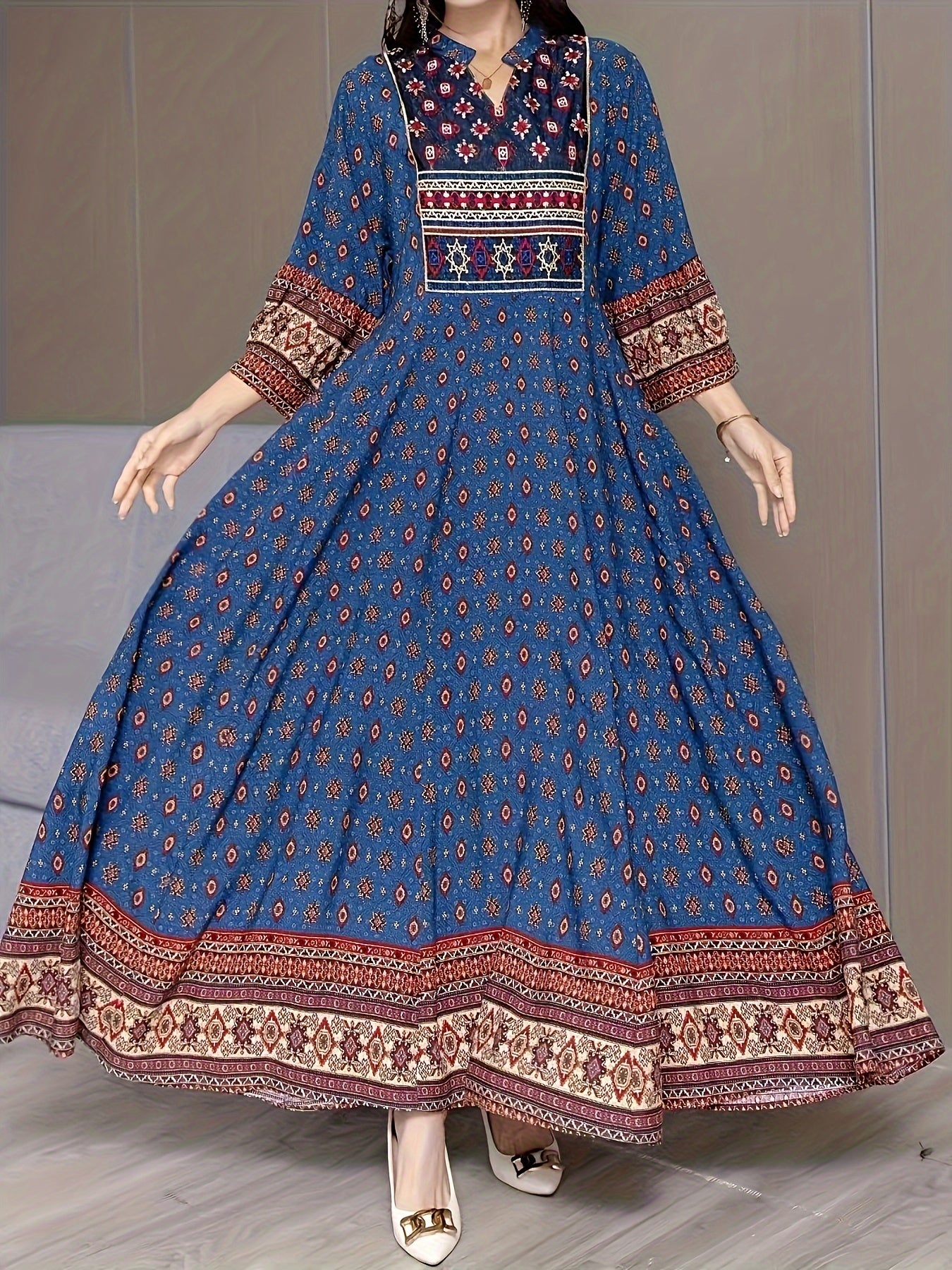 Elegant Maxi Dress - Romantic Long Sleeve Tunic for Women