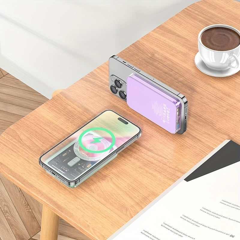 Crystal Wireless Charging Power Bank, With A Capacity Of 5000mAh