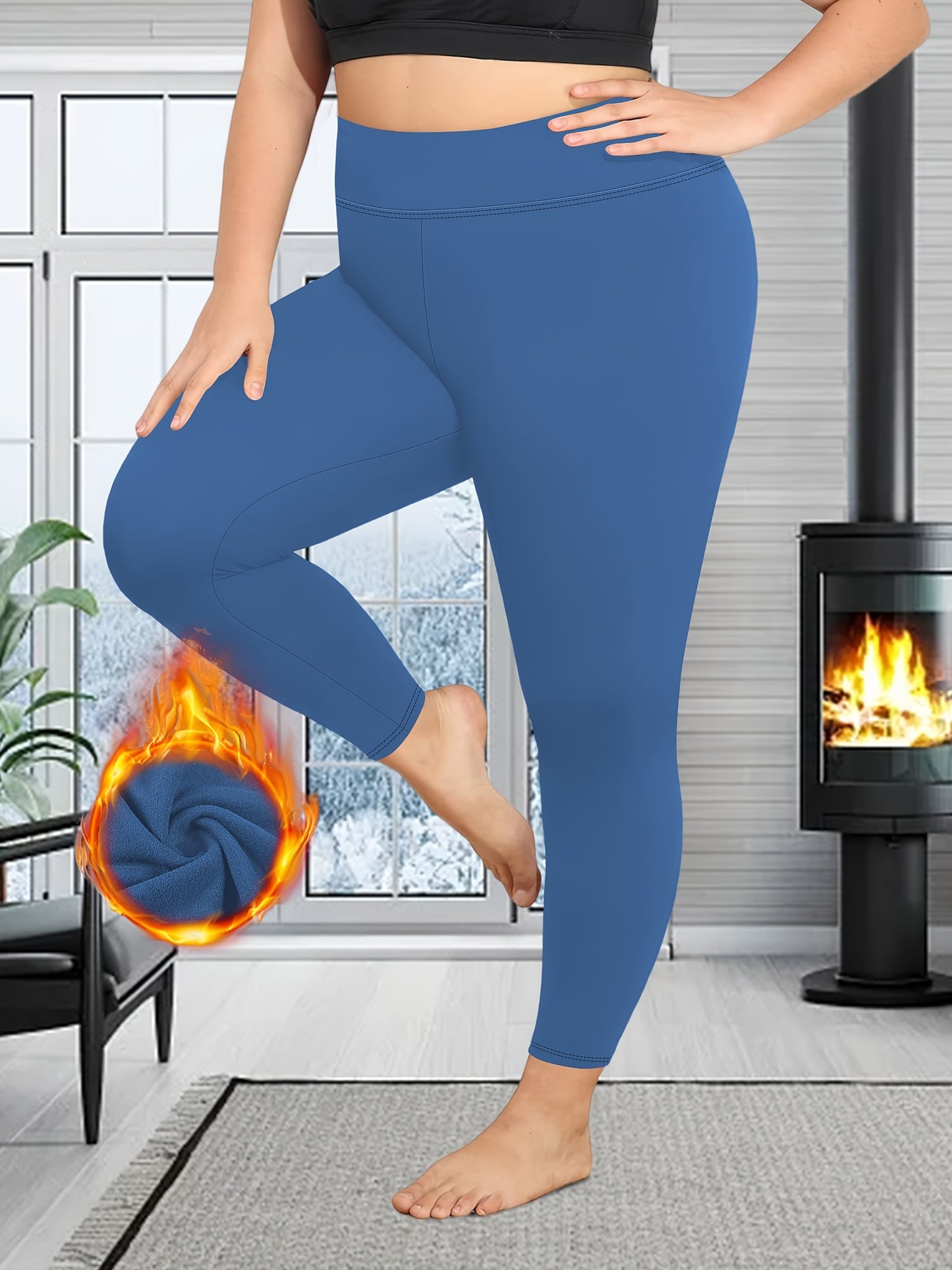 Cozy Plus Size Solid Leggings - Soft, High Waist, Thick, Stretchy