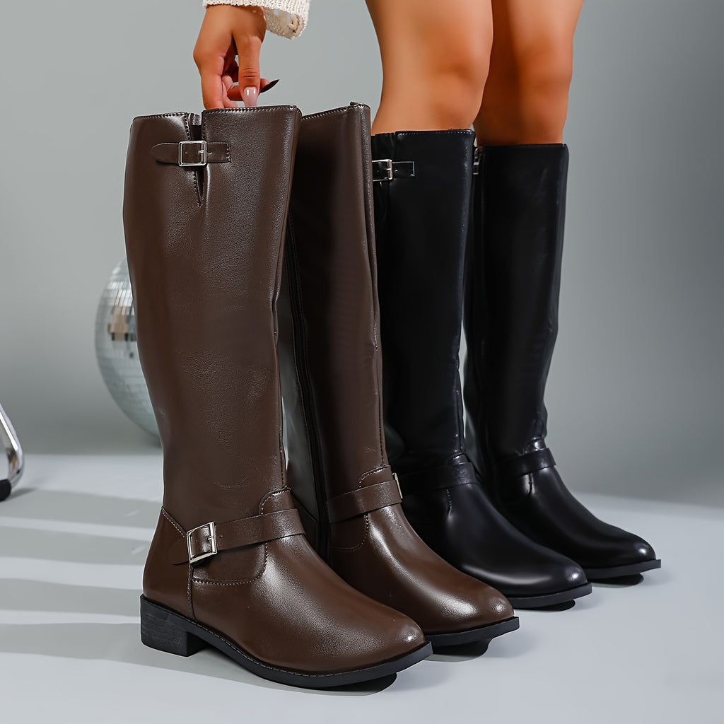 Women's Western Cowboy Boots - Pointed Toe High-Heel Round Toe Ankle Boots with Zipper Closure