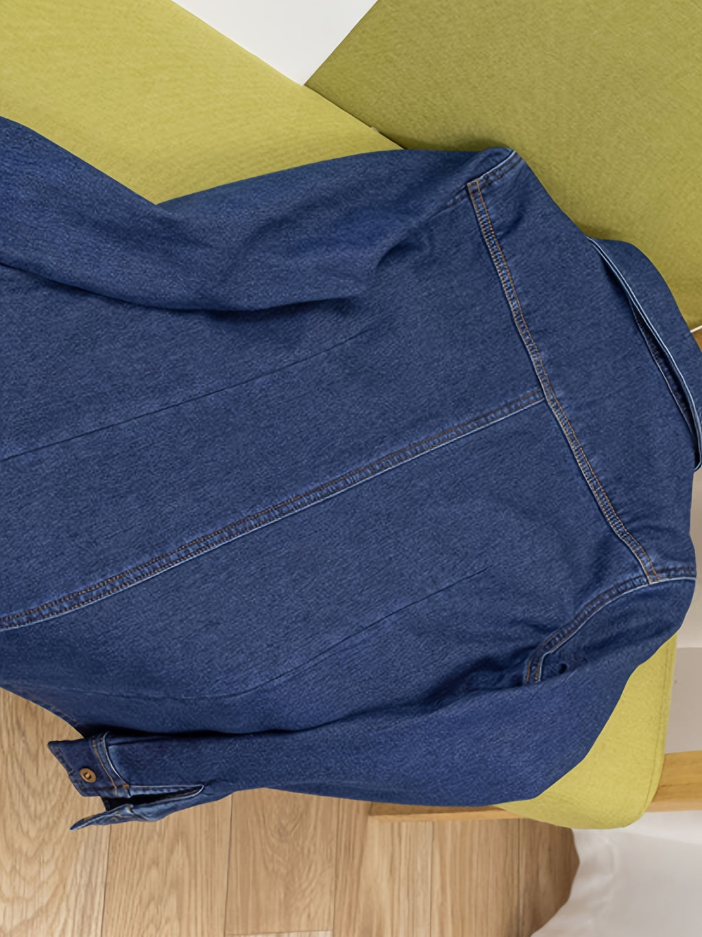 Plain Washed Blue Casual Long Sleeve Plush Lined Denim Shirts Top For Winter, Women's Denim Jeans & Clothing