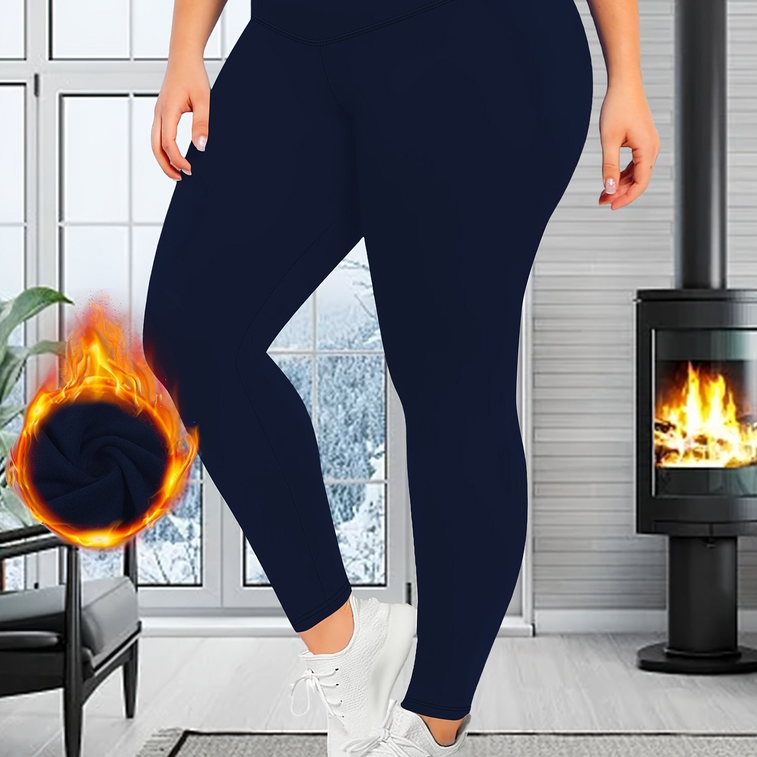 Cozy Plus Size Solid Leggings - Soft, High Waist, Thick, Stretchy