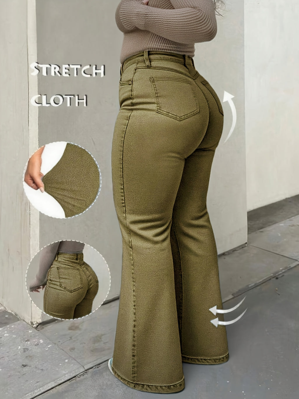 Women's Plus-Size Jeans Slim-Fit Flare Leg Jeans with Medium Stretch Fabric