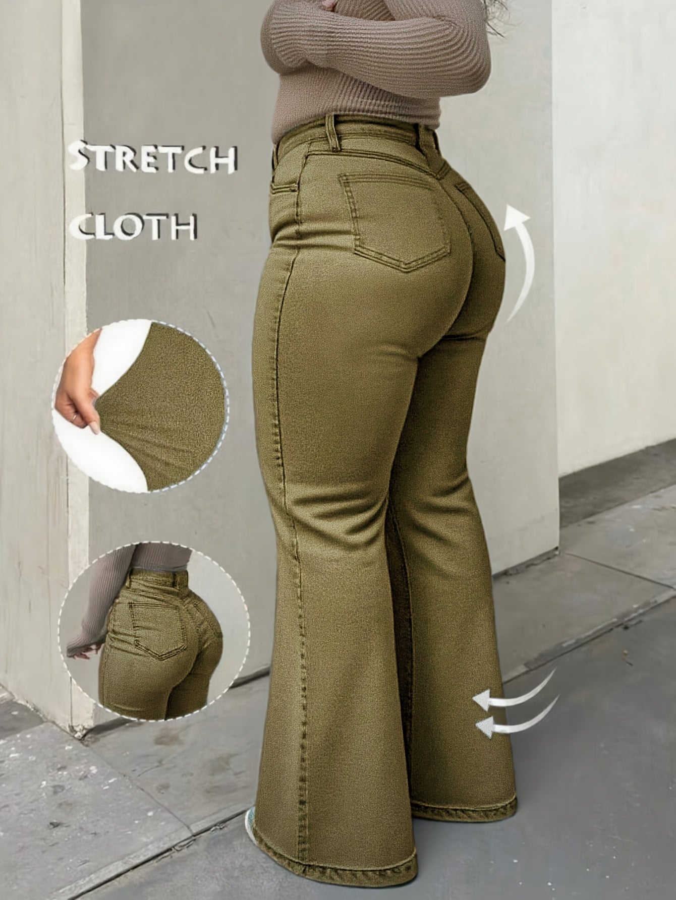 Women's Plus-Size Jeans Slim-Fit Flare Leg Jeans with Medium Stretch Fabric