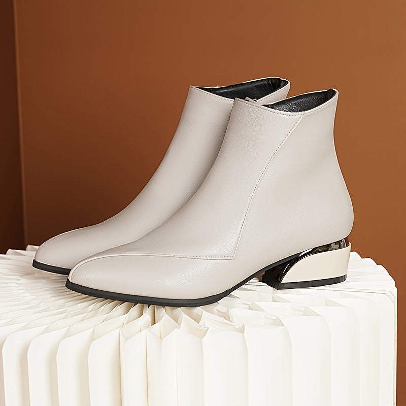 Women's Punk-Inspired Pointed Toe Ankle Boots with Zipper Closure