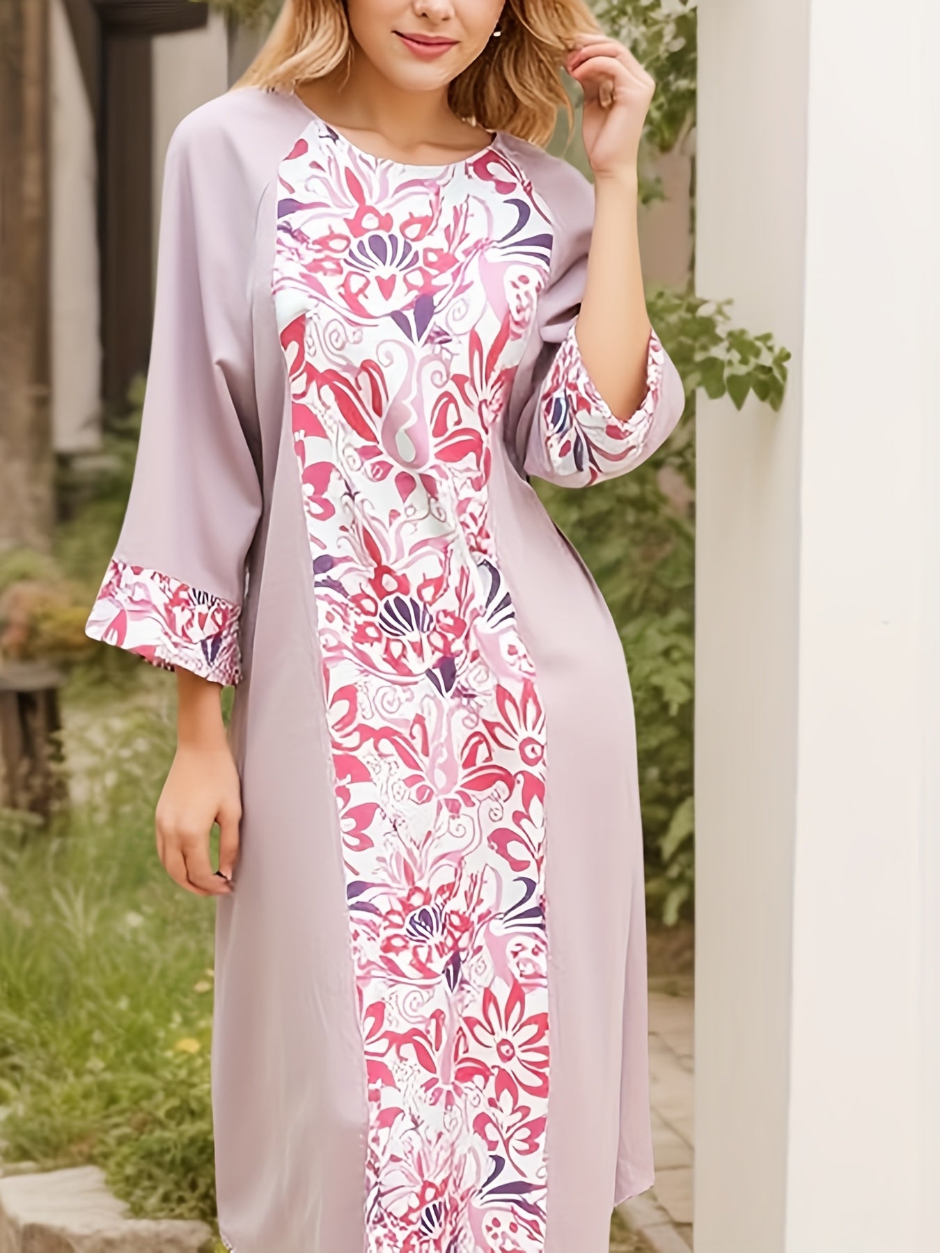 Middle East European and American Spring Summer Floral Print Dress