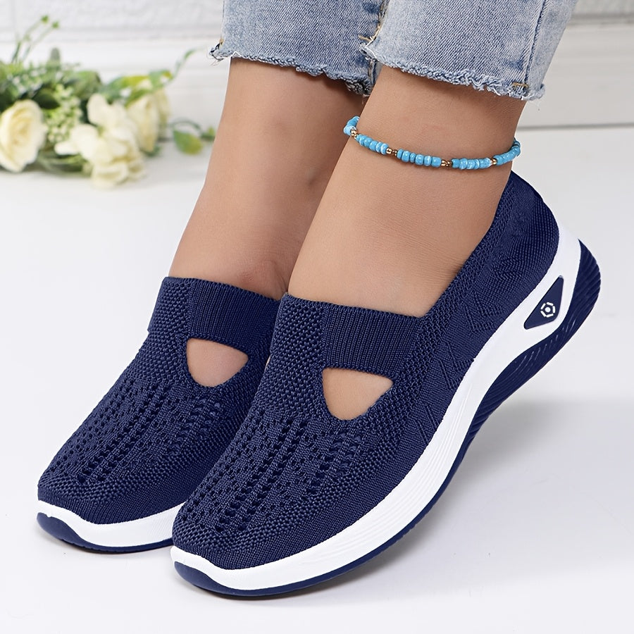Women's Breathable Slip-On Sneakers - Lightweight Knit Casual Shoes with Arch Support, Machine Washable & All-Season Comfort, Multi-Color