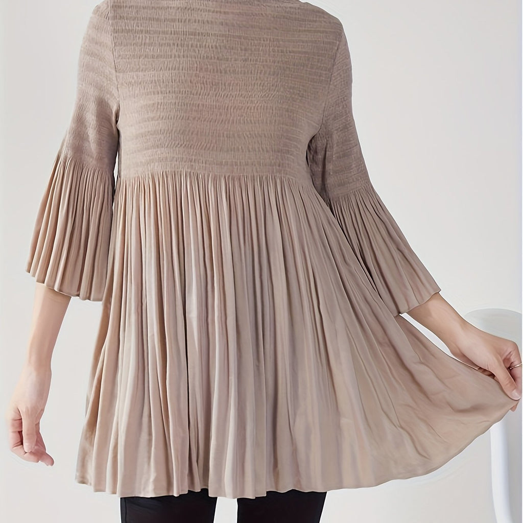 Women's French Style Smoothing A-Line T-Shirt with Bell Sleeve Top