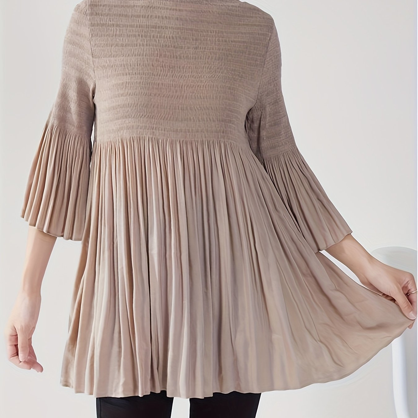 Women's French Style Smoothing A-Line T-Shirt with Bell Sleeve Top