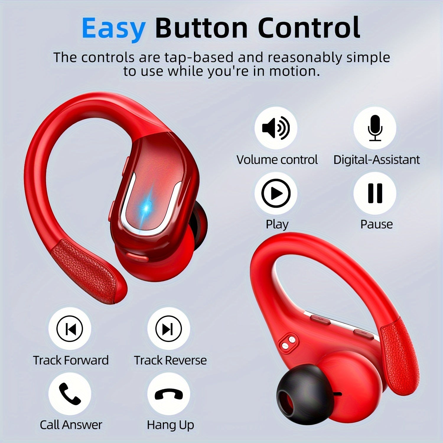 New Wireless Earbuds for Running Sports, Wireless Earphones with Earhooks Pure Bass Sound