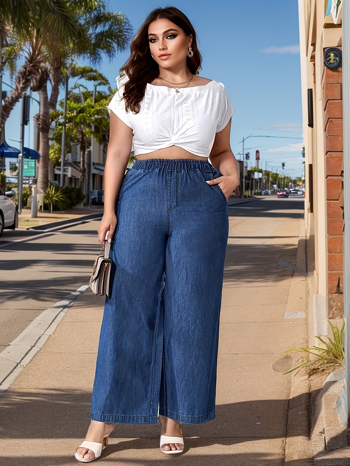 Plus Size Women's High-Waisted Straight-Leg Jeans