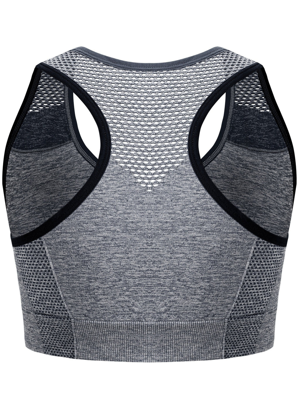 3pcs Plus Size Sports Bras, Polyamide Blend, Hollow Mesh Design, Low Support, Removable Padding, Crew Neck, Medium Stretch, Knit Fabric,