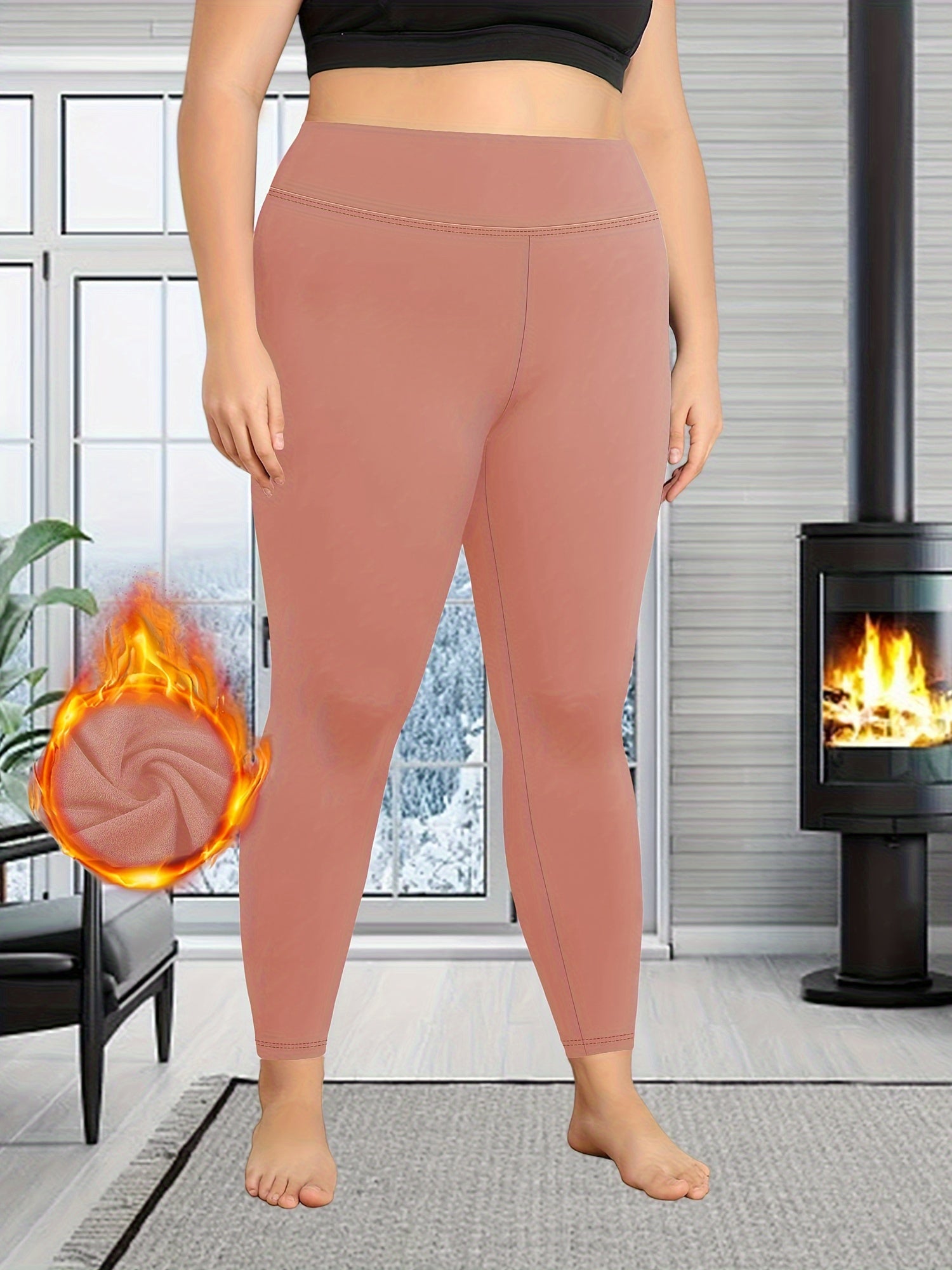 Cozy Plus Size Solid Leggings - Soft, High Waist, Thick, Stretchy