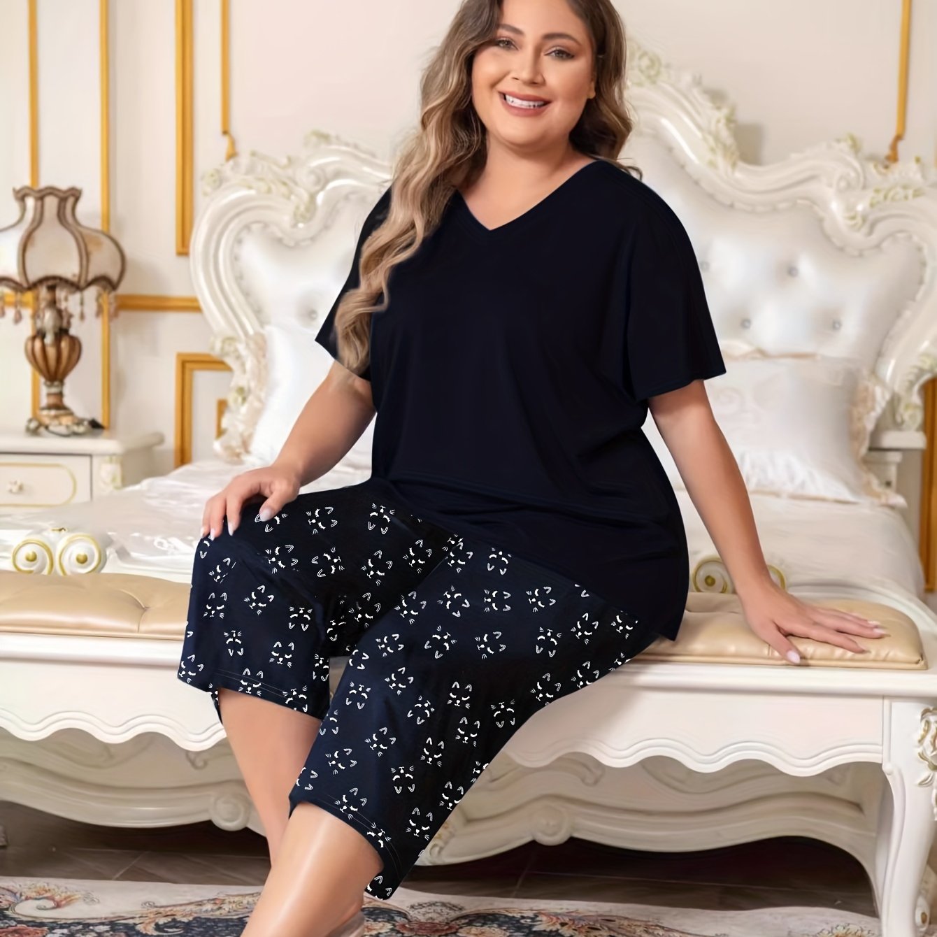 Women's Plus Casual Lounge Pajama Set
