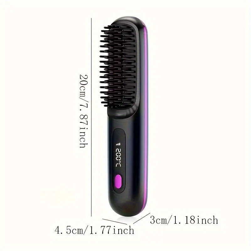 Wireless Straightener Brush, 30W Ceramic, 3 Temperature Settings