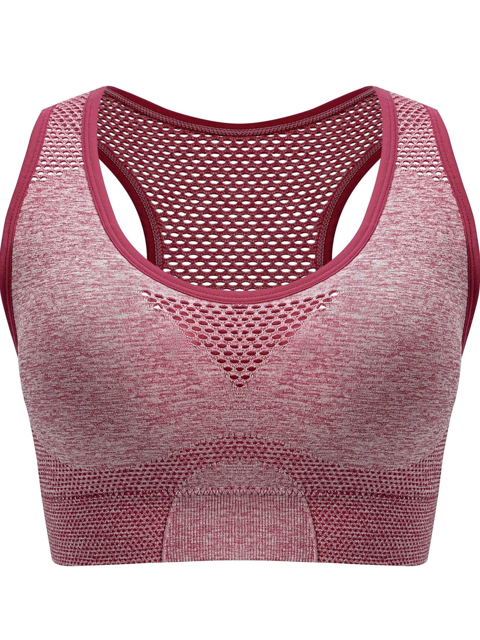 Plus Size Seamless Sports Bra - Breathable Hollow Mesh Thin Yoga Bra Without Steel Ring
