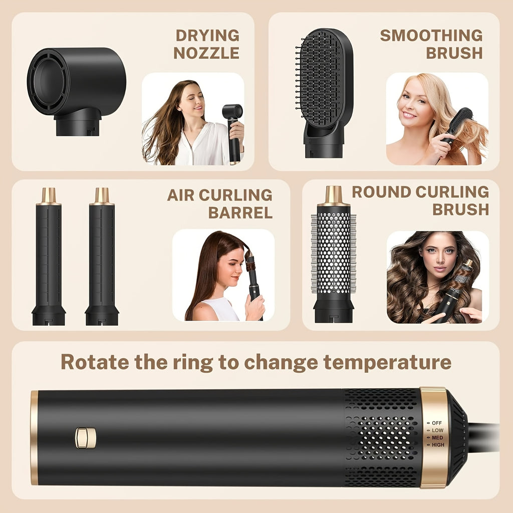 Professional 5-in-1 Hair Styler Hot Brush - All-in-One Straightener