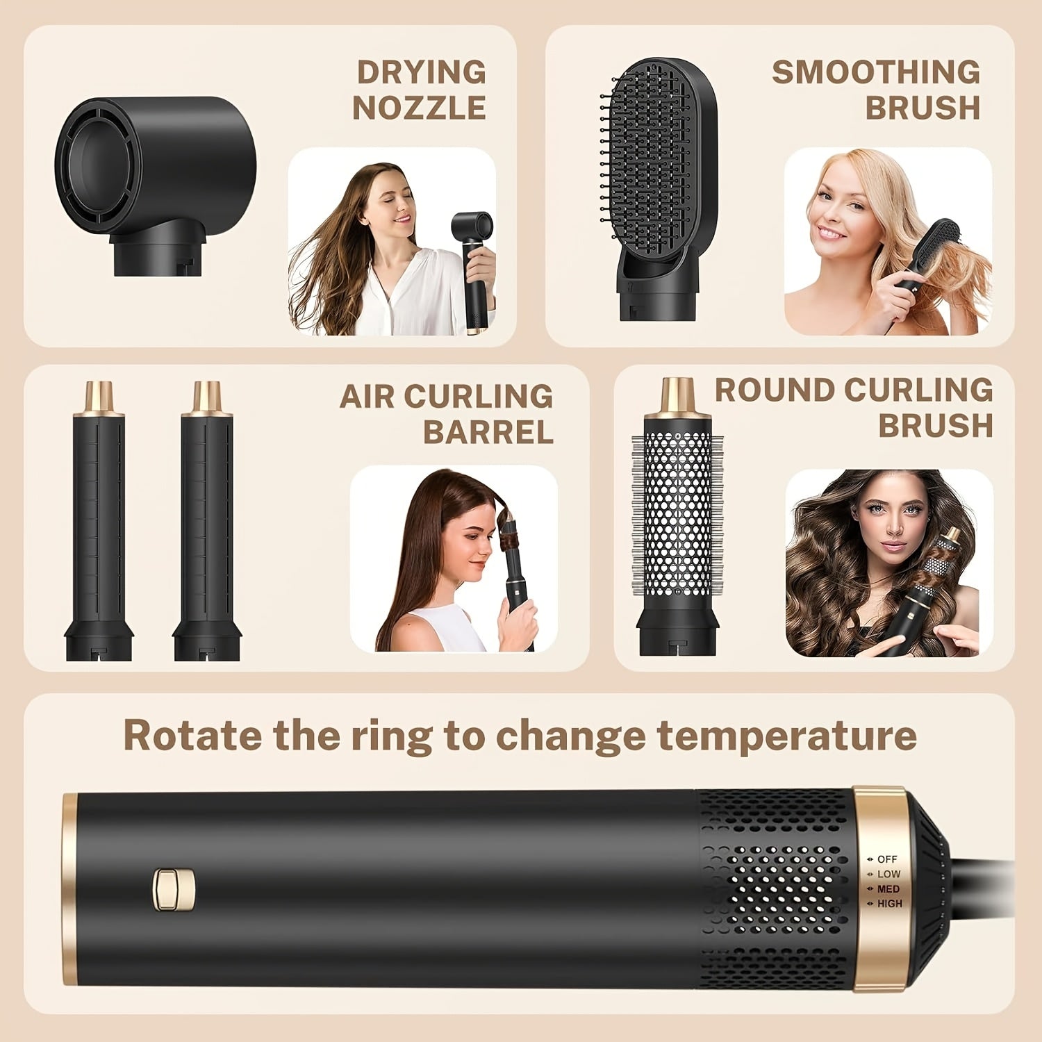 Professional 5-in-1 Hair Styler Hot Brush - All-in-One Straightener