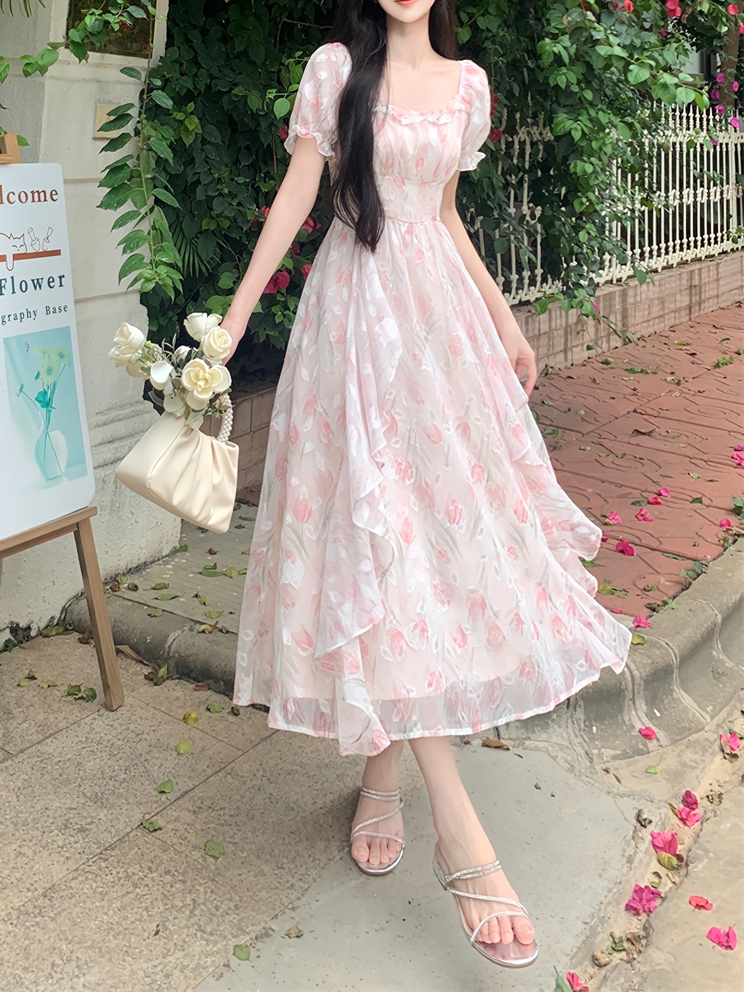 Chiffon Midi Dress for Women