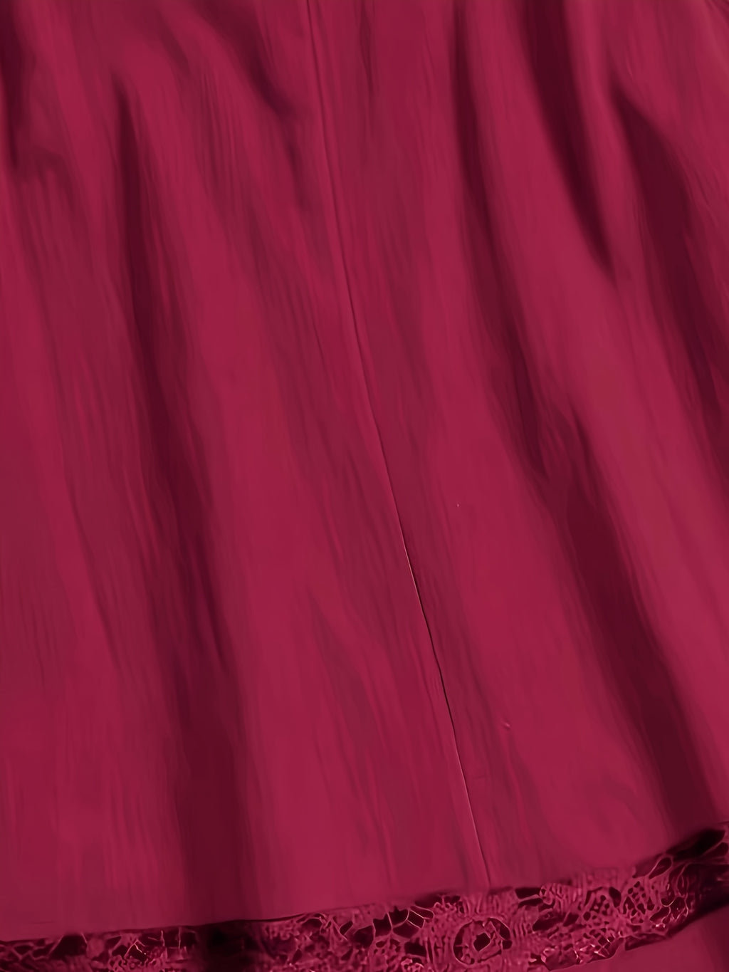 Women's Burgundy Lace Trim Blouse - Non-See-Through Semi-formal Shirt with Tie-like Bow