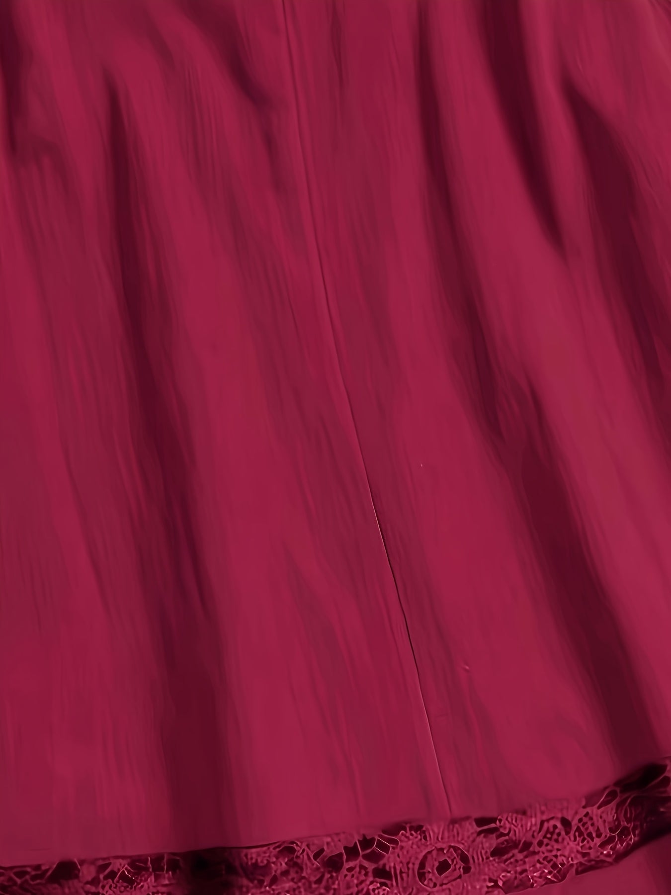 Women's Burgundy Lace Trim Blouse - Non-See-Through Semi-formal Shirt with Tie-like Bow