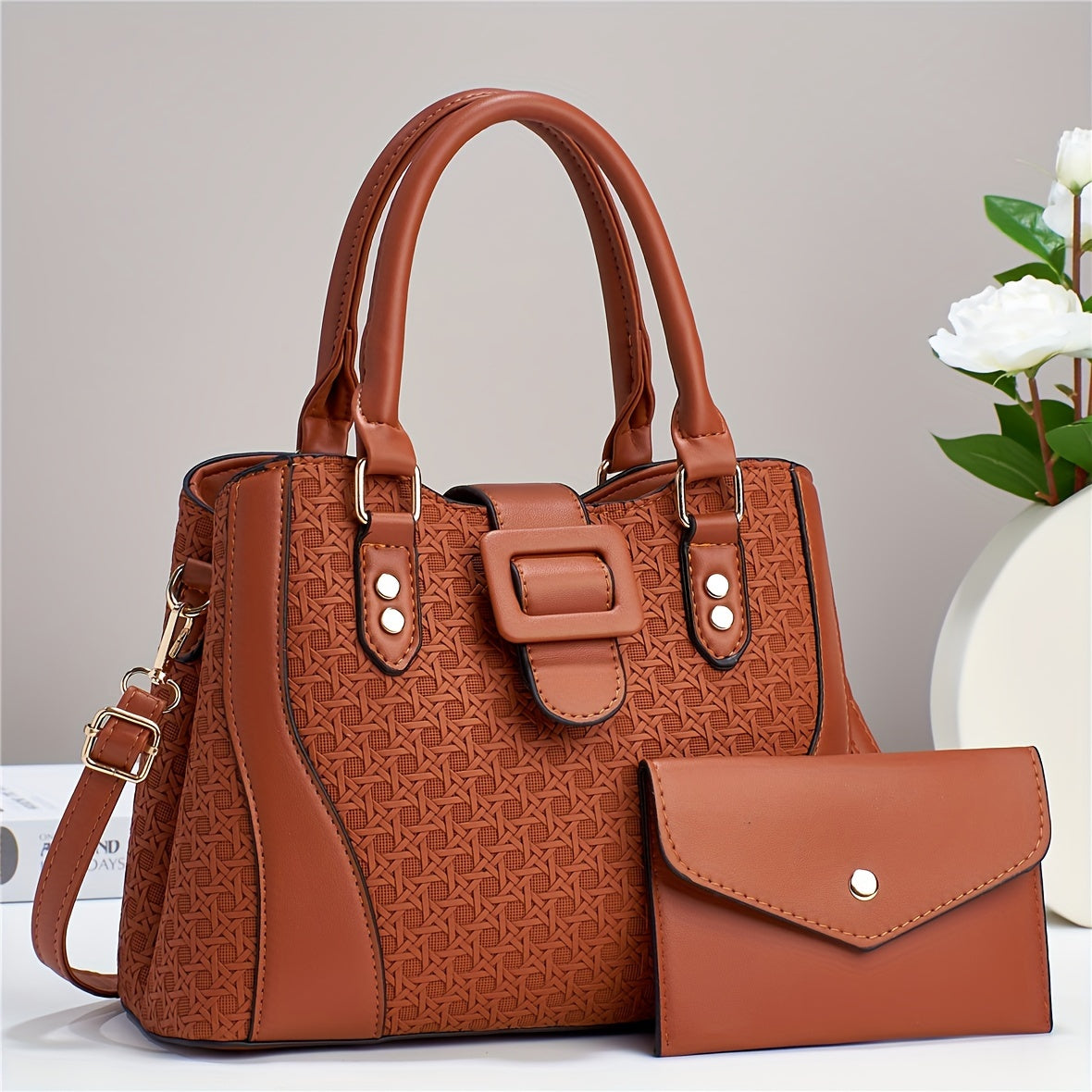 Two-Piece Set Fashion Plaid Shoulder Bag