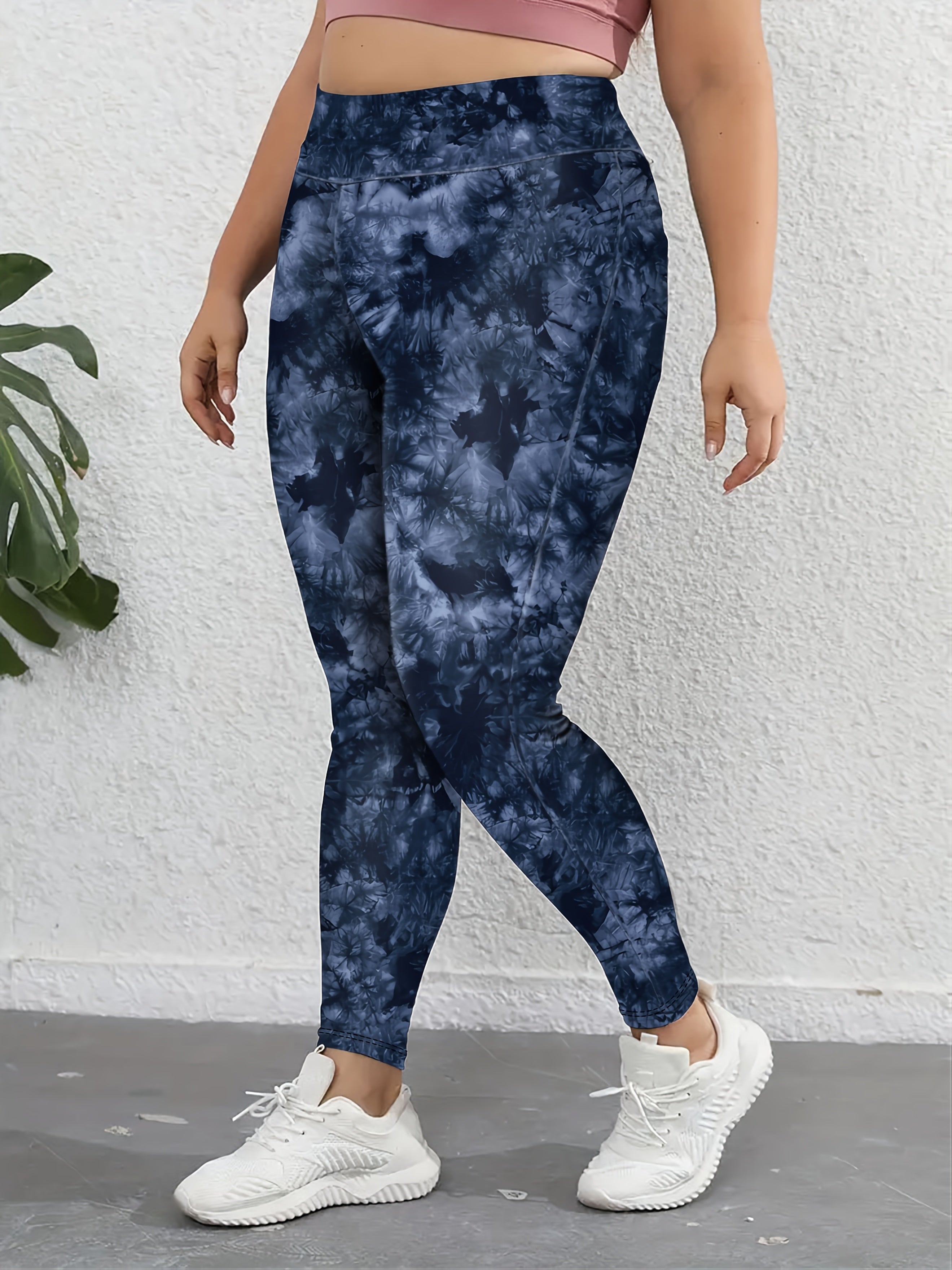 1pc Women's Plus Size High Waist Skinny Leggings