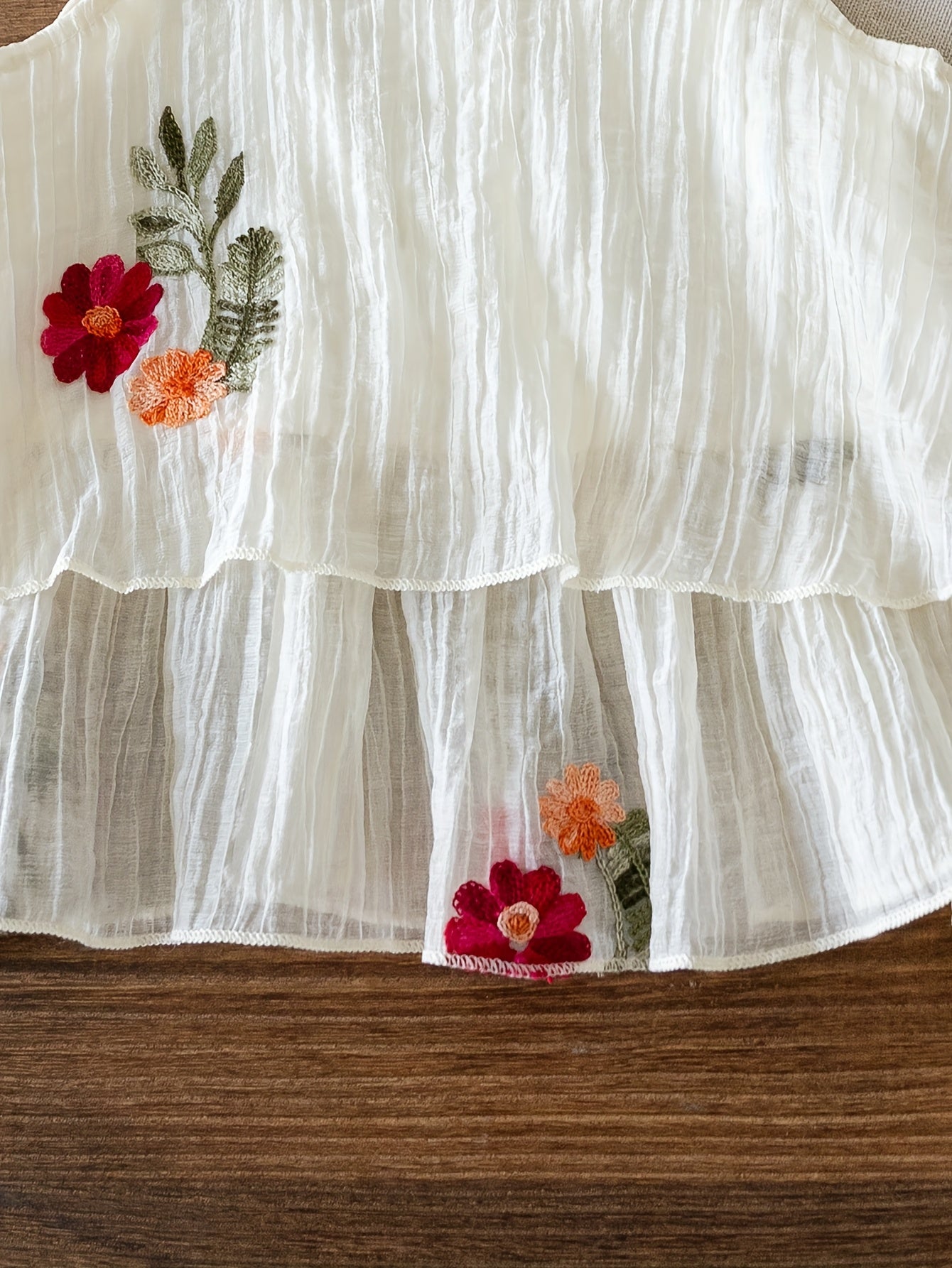 Floral Embroidery 2pcs Fashion Girls' Set with Golden Cord Lace