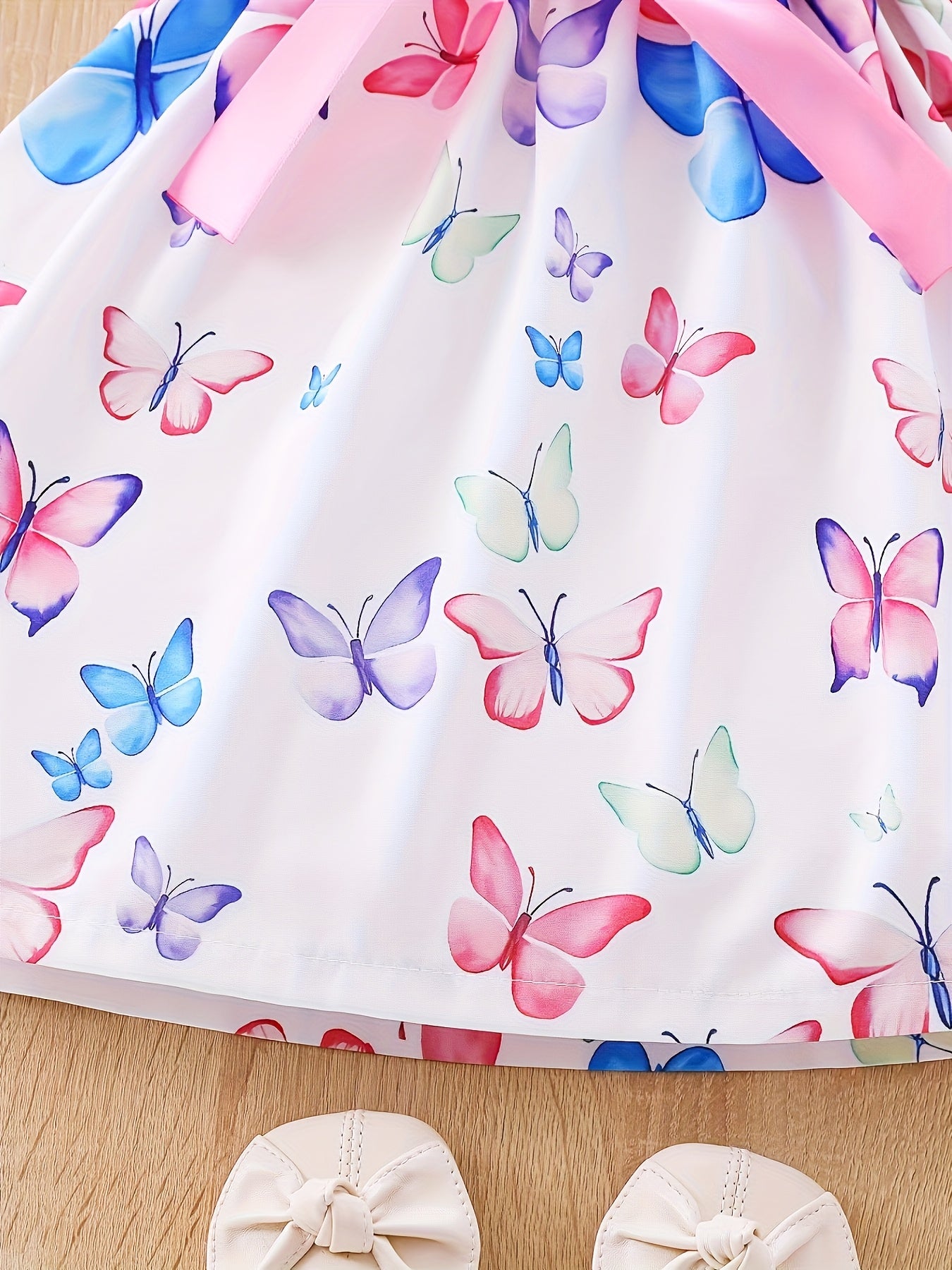 Fantasy Butterfly Sweet Princess Print Dress with Hat Set