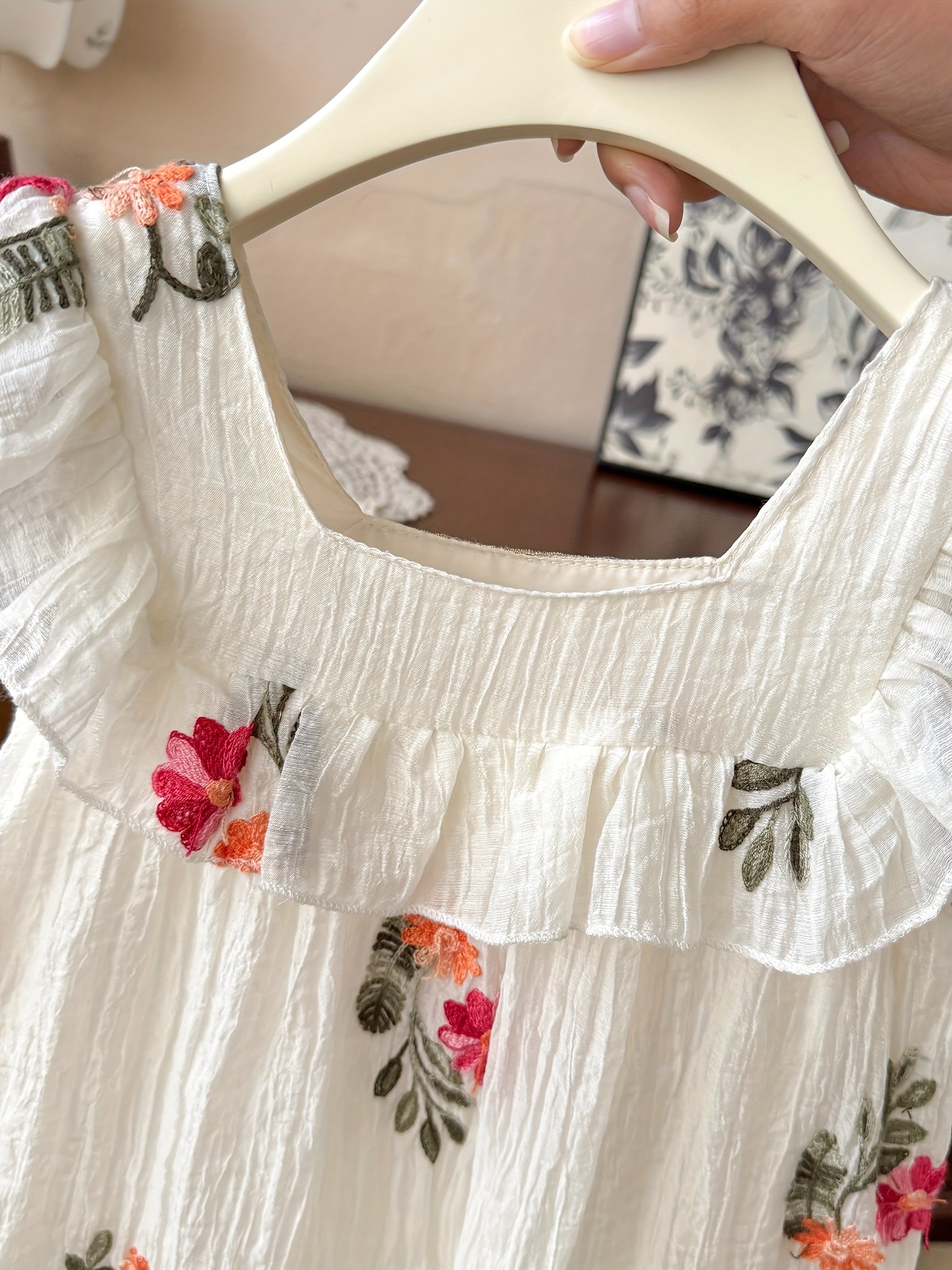 Girls' Bohemian Square Neck Tulle Princess Dress