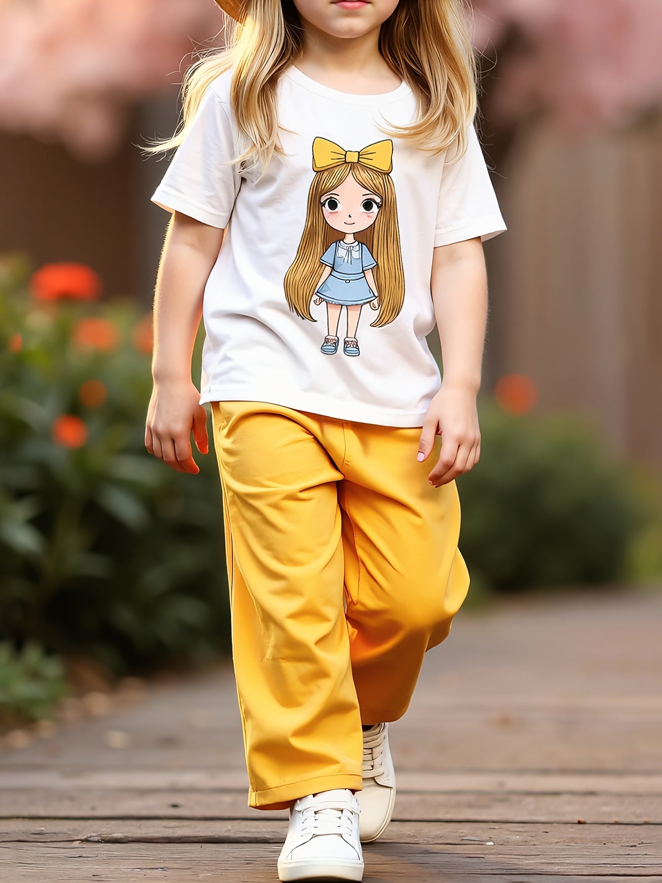 Adorable Summer Girls' Two-Piece Outfit - Short Sleeve T-Shirt