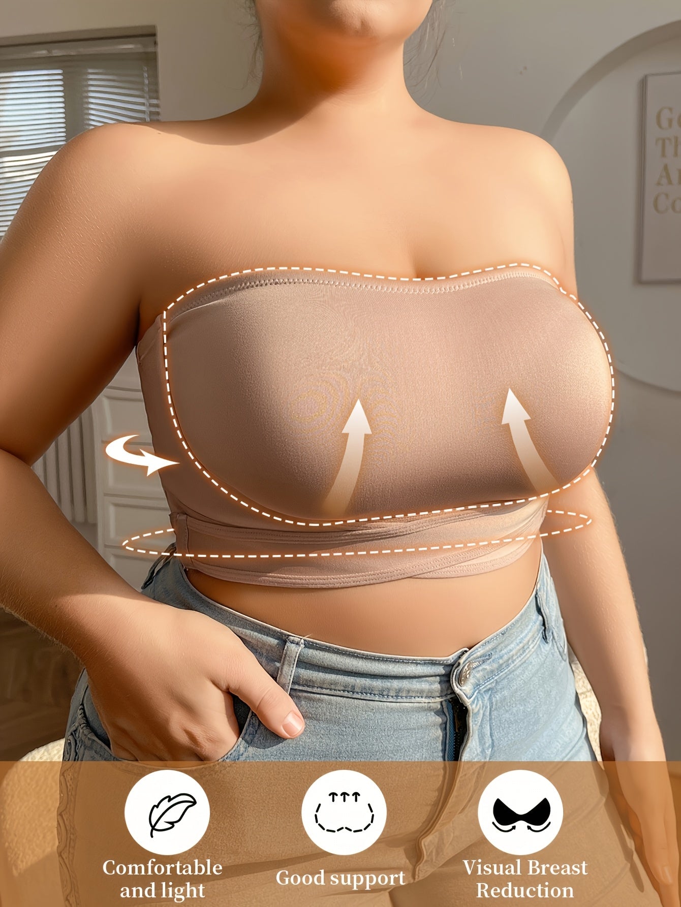Seamless Strapless Bandeau Bra for Women