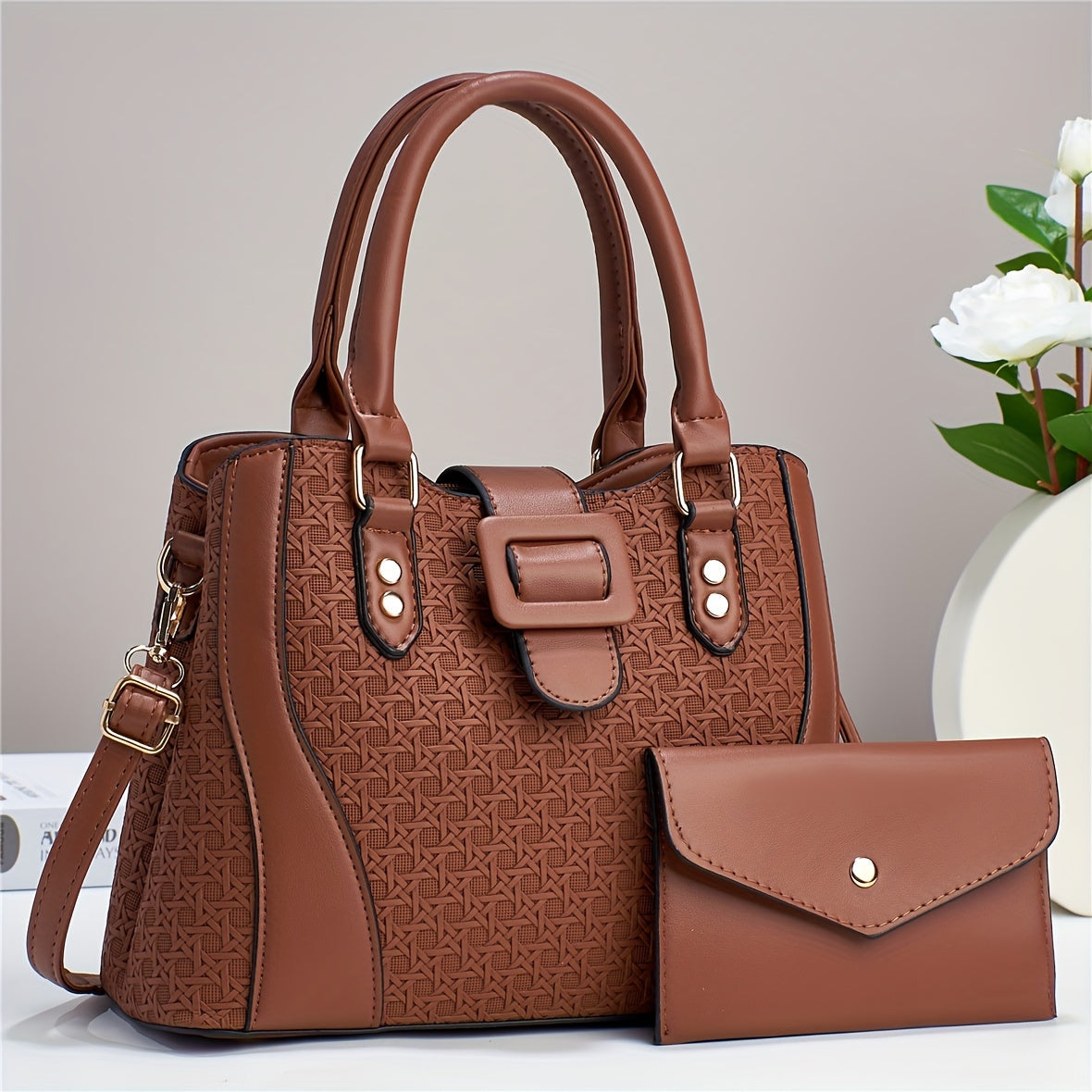 Two-Piece Set Fashion Plaid Shoulder Bag