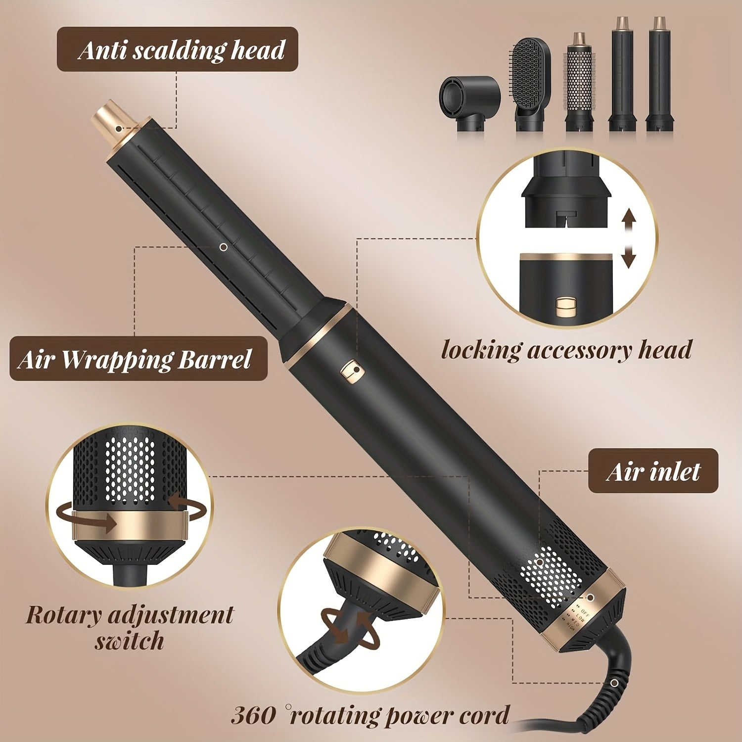 Blow Dryer Brush Set, 5-In-1 Hot Air Styler, Hair Dryer Brush