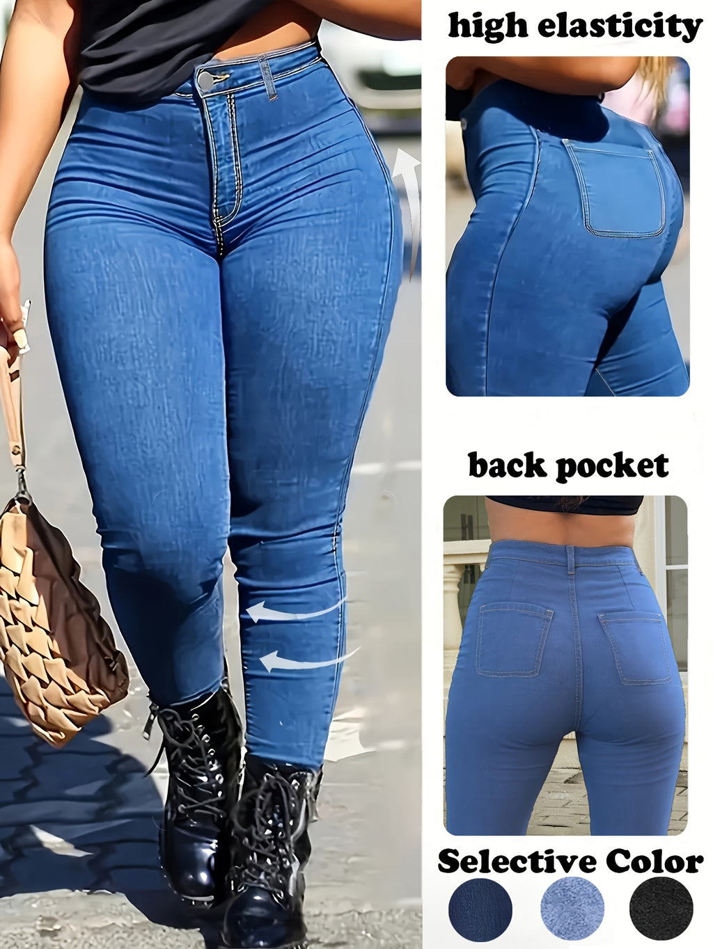 High-Waisted Stretch Skinny Jeans for Women