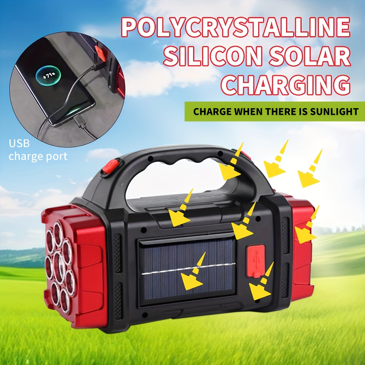 1pc GDSIZHE Solar & USB Rechargeable Emergency Light
