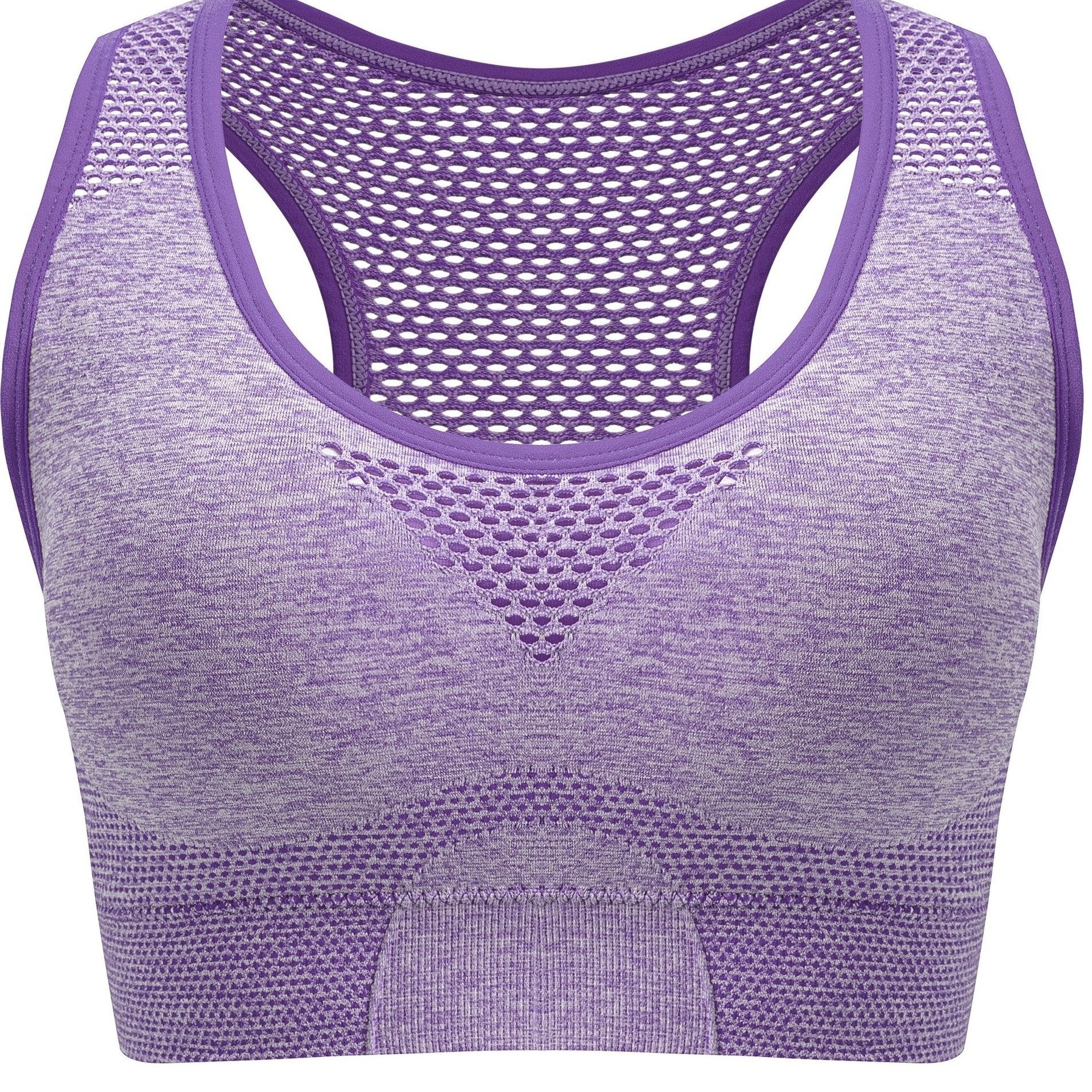 Plus Size Seamless Sports Bra - Breathable Hollow Mesh Thin Yoga Bra Without Steel Ring