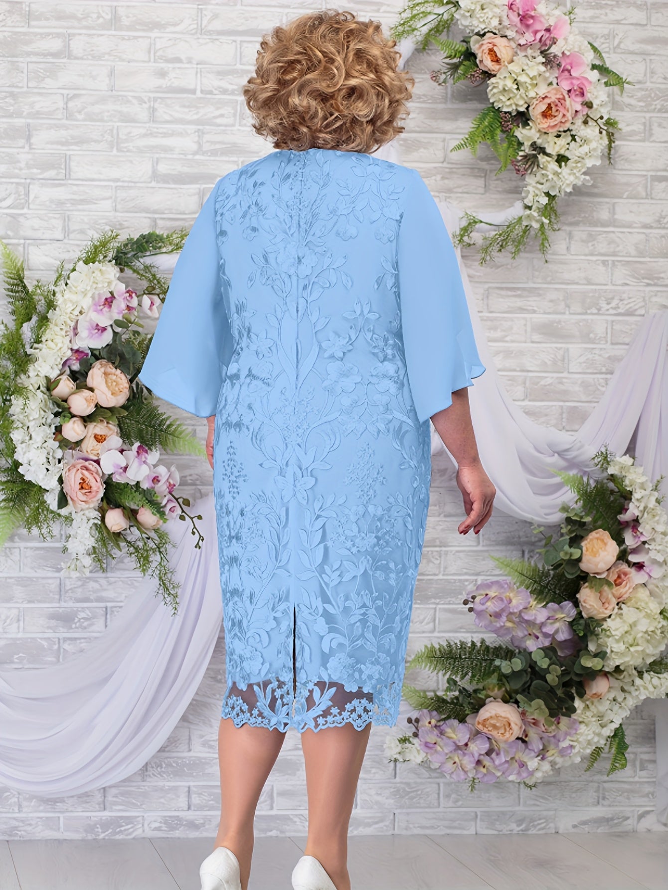 Elegant Blue Floral Embroidered Maxi Dress for Women - Sleeveless, Knee-Length, Perfect for Weddings and Formal Events, Fitted Bodycon