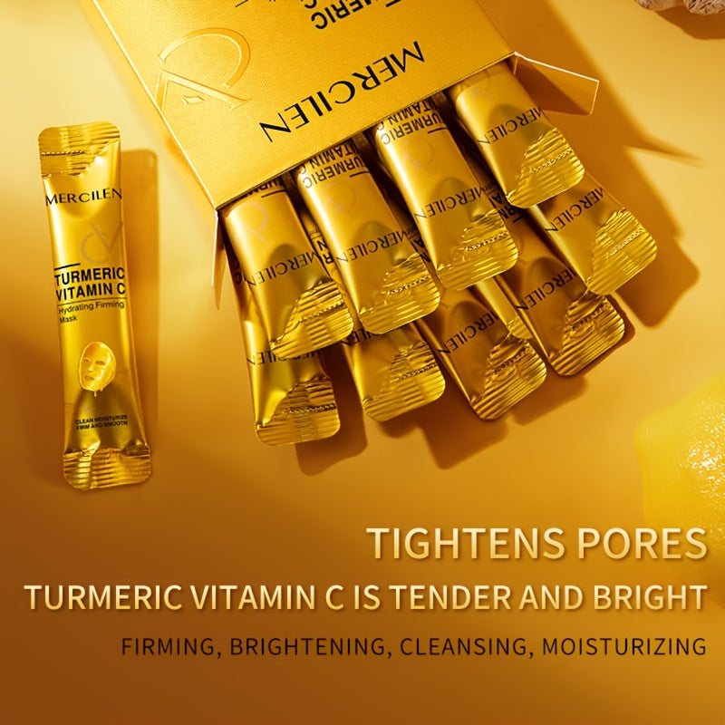 Turmeric Vitamin C retinol Moisturizing and firming Mask 6g*10 pack, containing collagen, vitamin E, niacinamide and plant squalane, deep